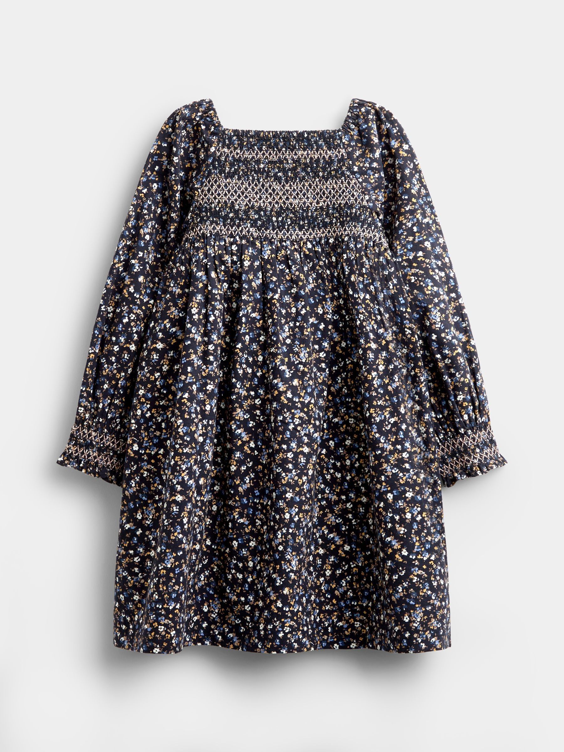 Dark Blue Floral Mini Me Smocked Dress - Image 1 of 4 Dark Blue Floral Mini Me Smocked Dress - Image 1 of 4