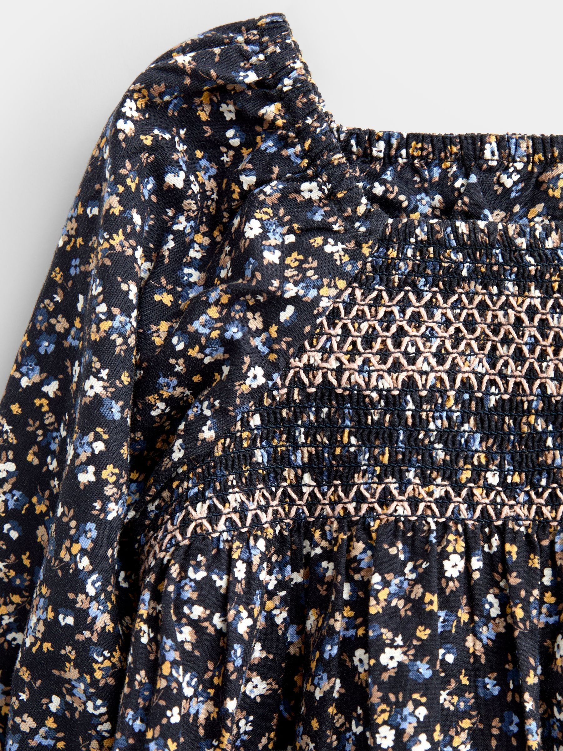 Dark Blue Floral Mini Me Smocked Dress - Image 3 of 4