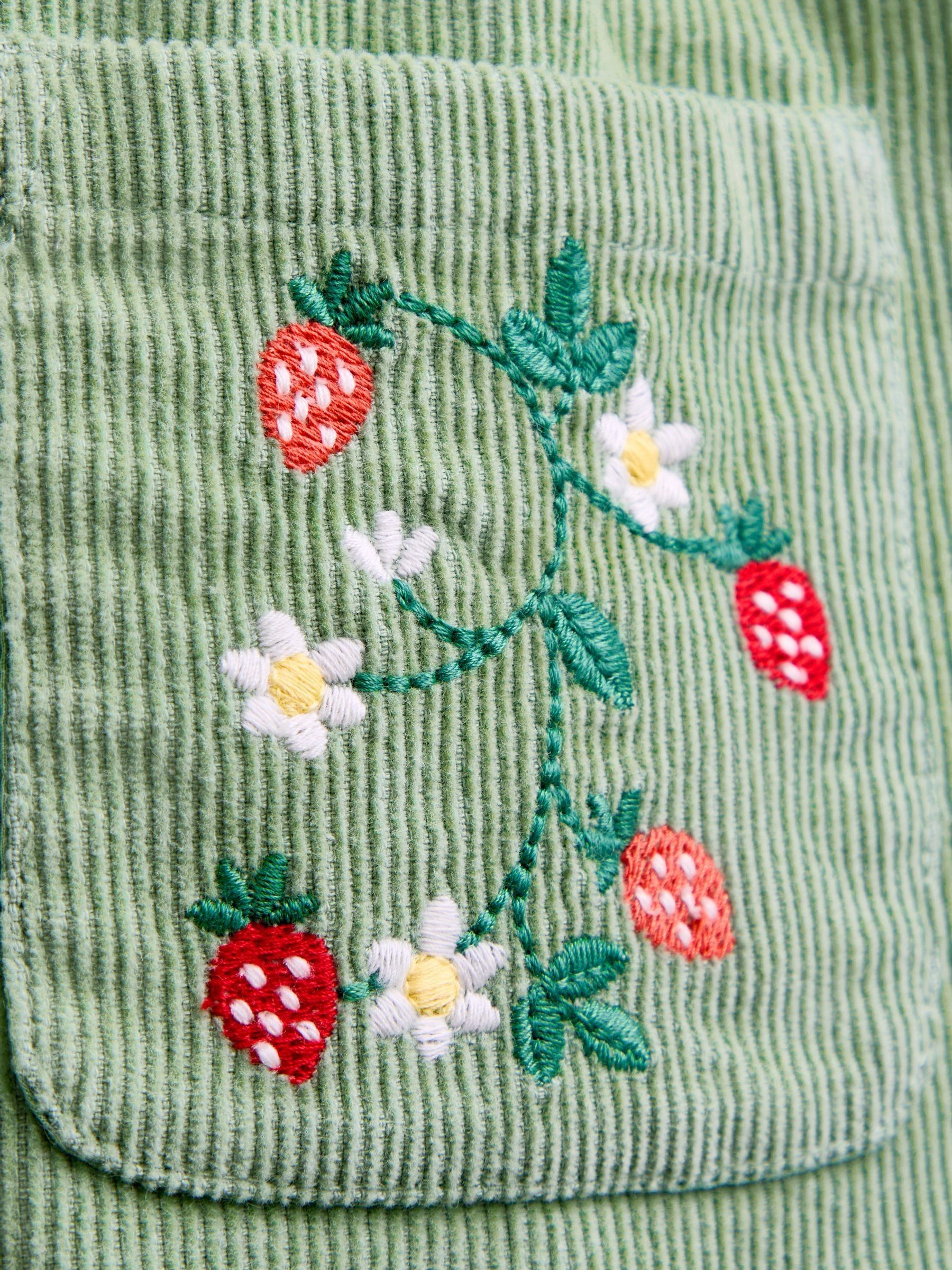 Sage Green Strawberry Embroidered Collar Cord Dress - Image 4 of 4