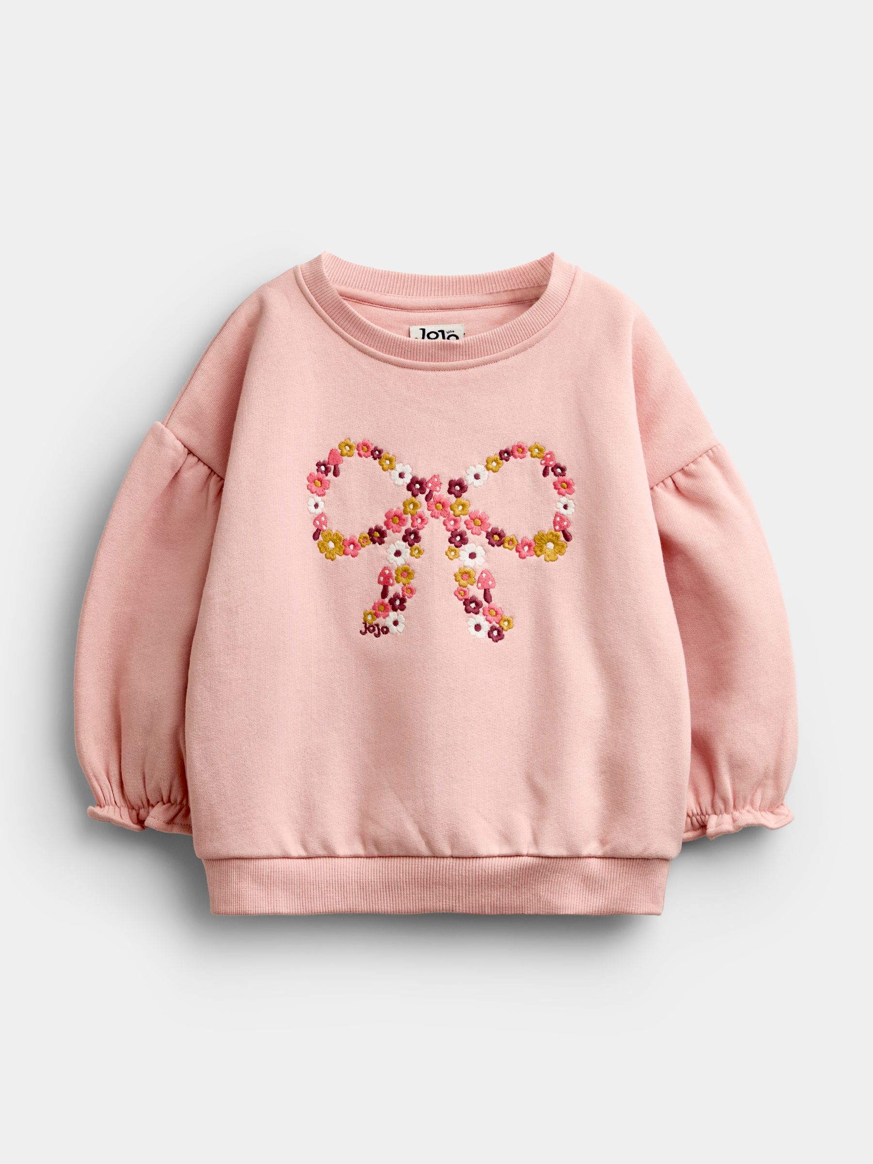 Pink Floral Bow Embroidered Sweatshirt & Trouser Set - Image 3 of 8