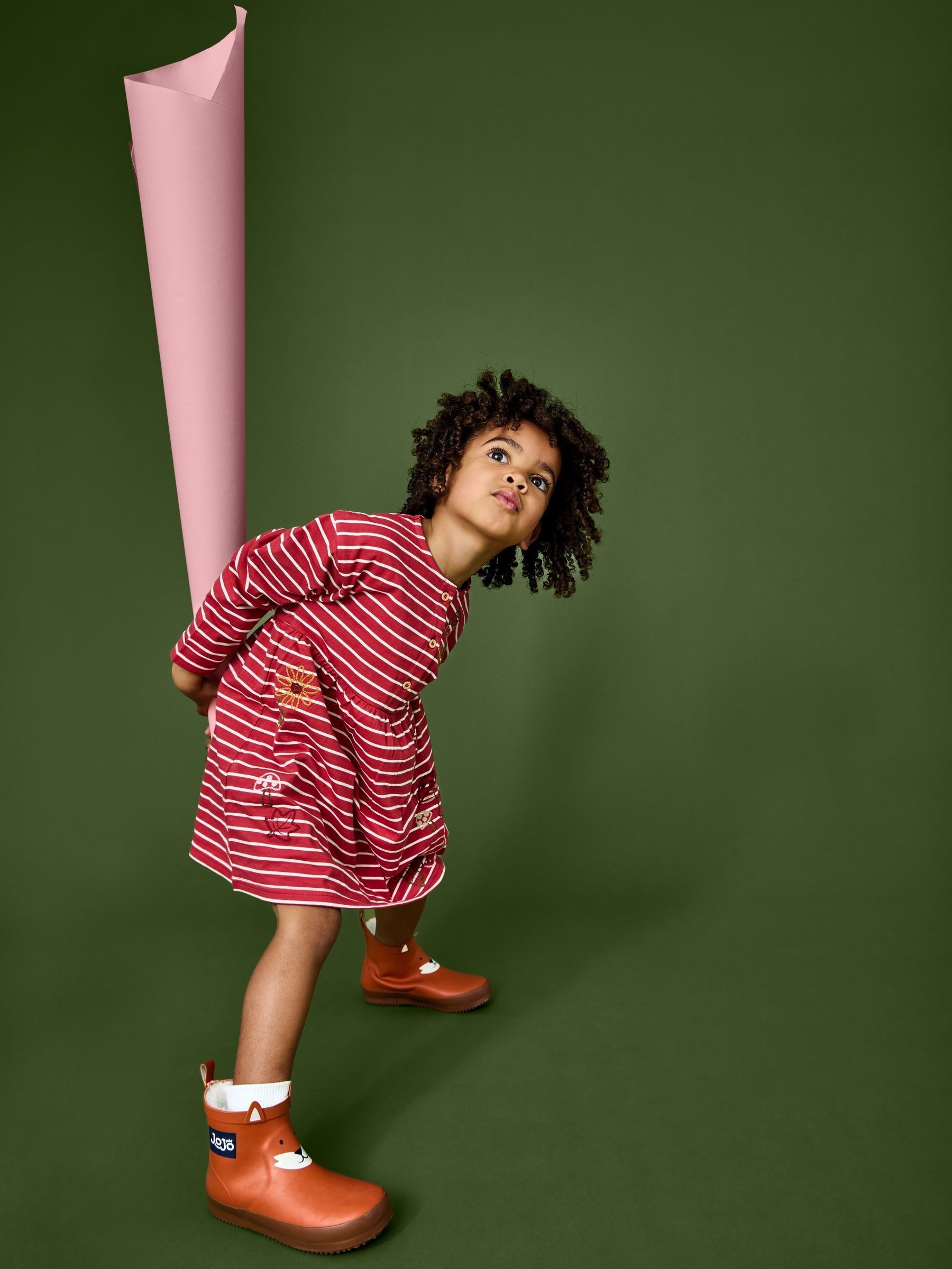 Rust Orange Mushroom Chain Stitch Jersey Dress - Image 1 of 6 Rust Orange Mushroom Chain Stitch Jersey Dress - Image 1 of 6
