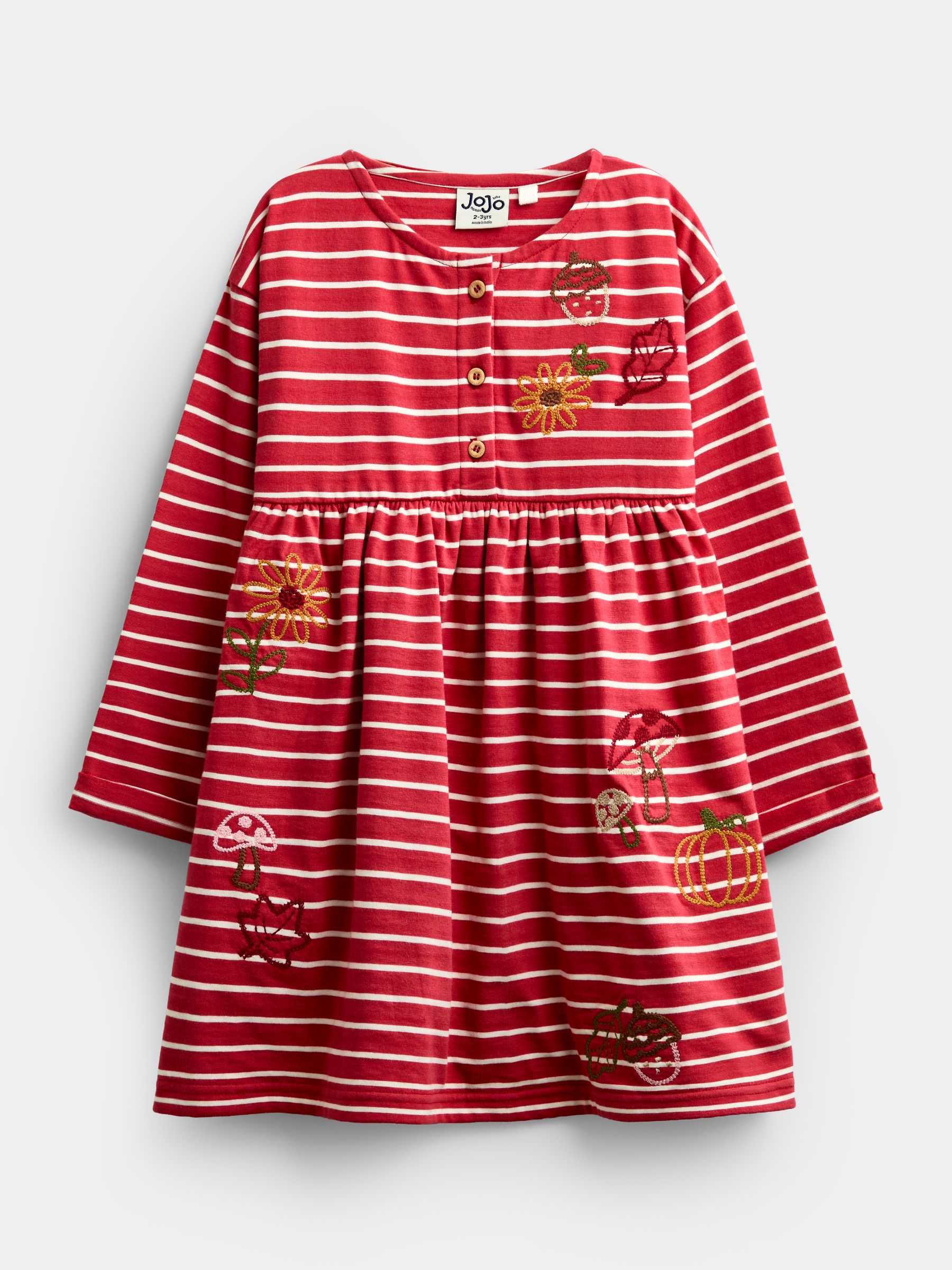 Rust Orange Mushroom Chain Stitch Jersey Dress - Image 3 of 6