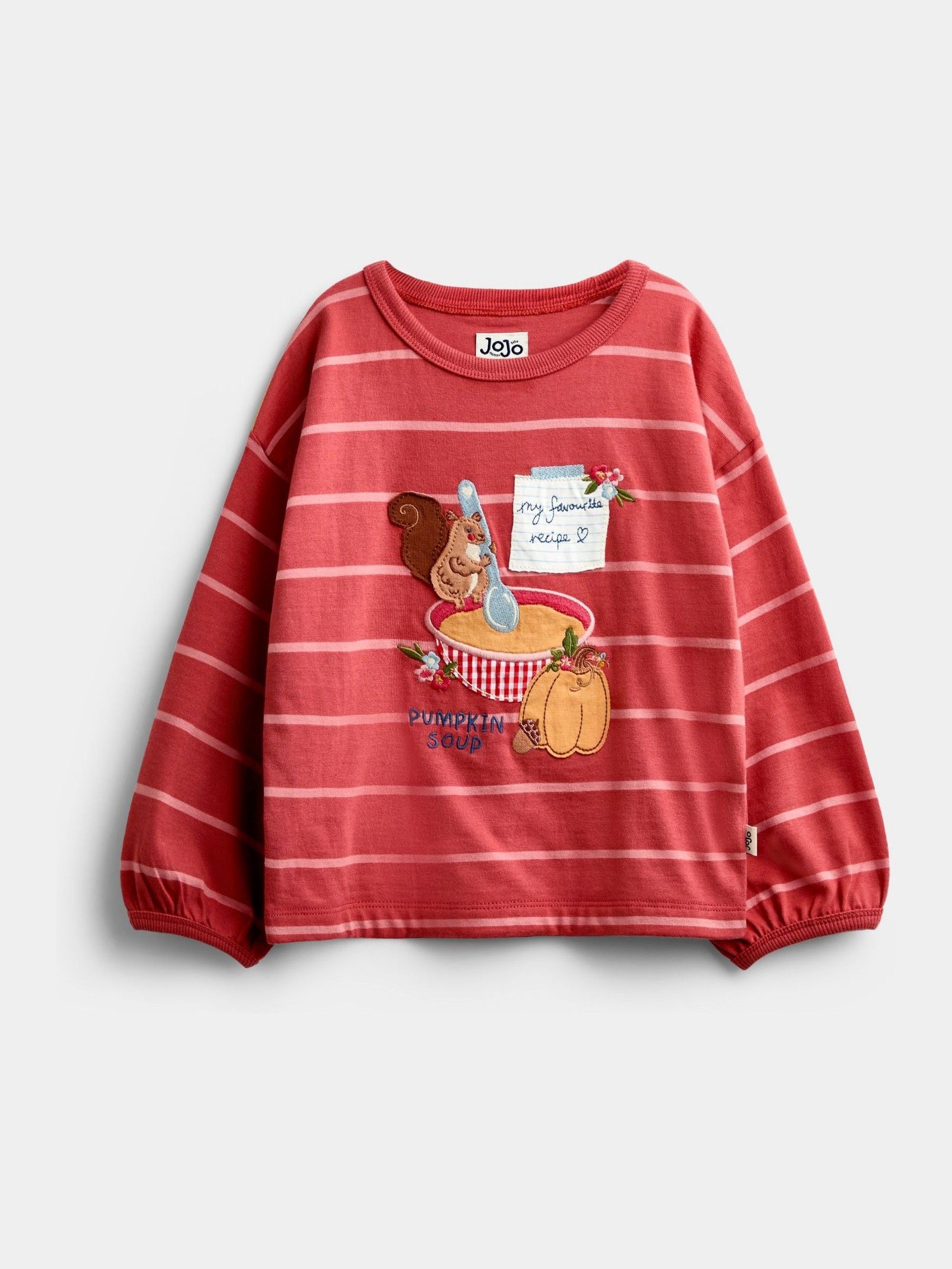Mid Orange Pumpkin Appliqué Striped Top - Image 1 of 4