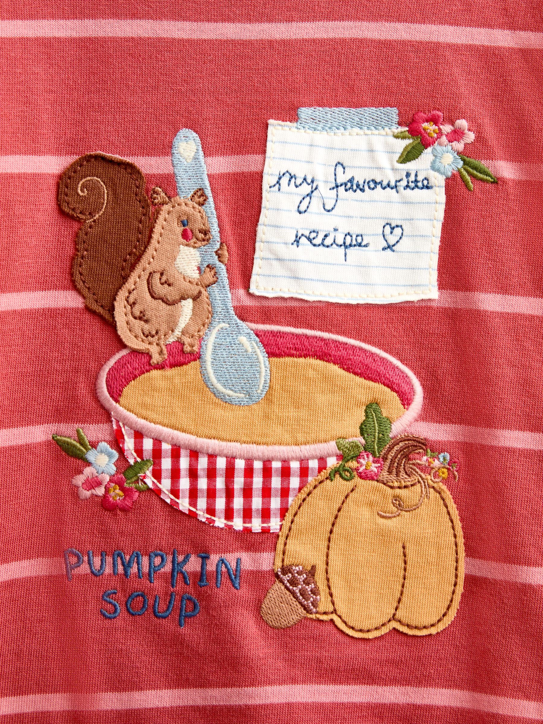 Mid Orange Pumpkin Appliqué Striped Top - Image 3 of 4
