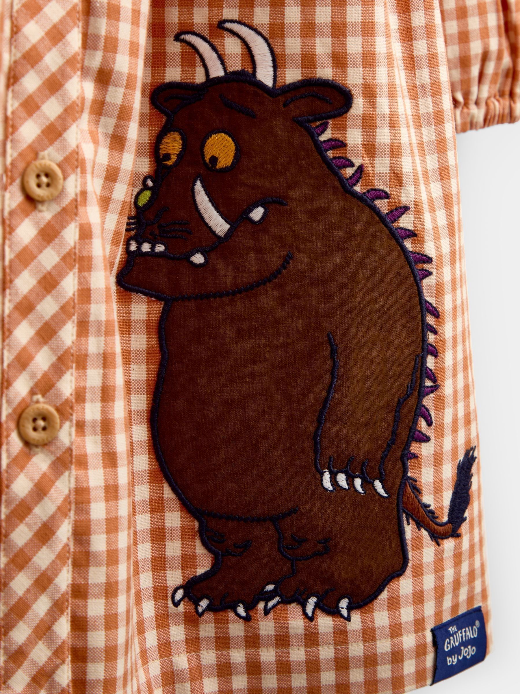 Rust Orange Gingham The Gruffalo Button Through Dress - Image 3 of 4