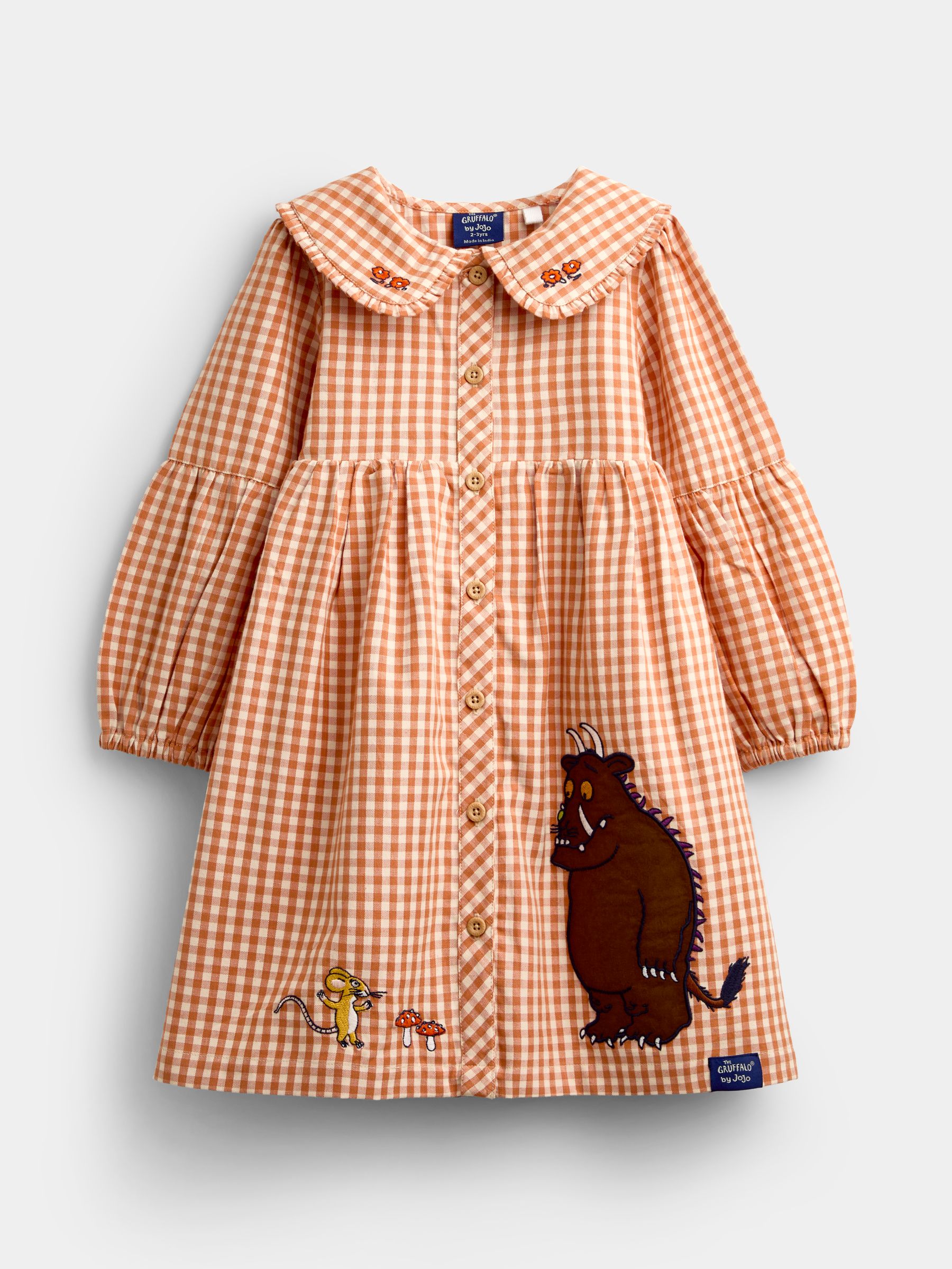 Rust Orange Gingham The Gruffalo Button Through Dress - Image 6 of 9