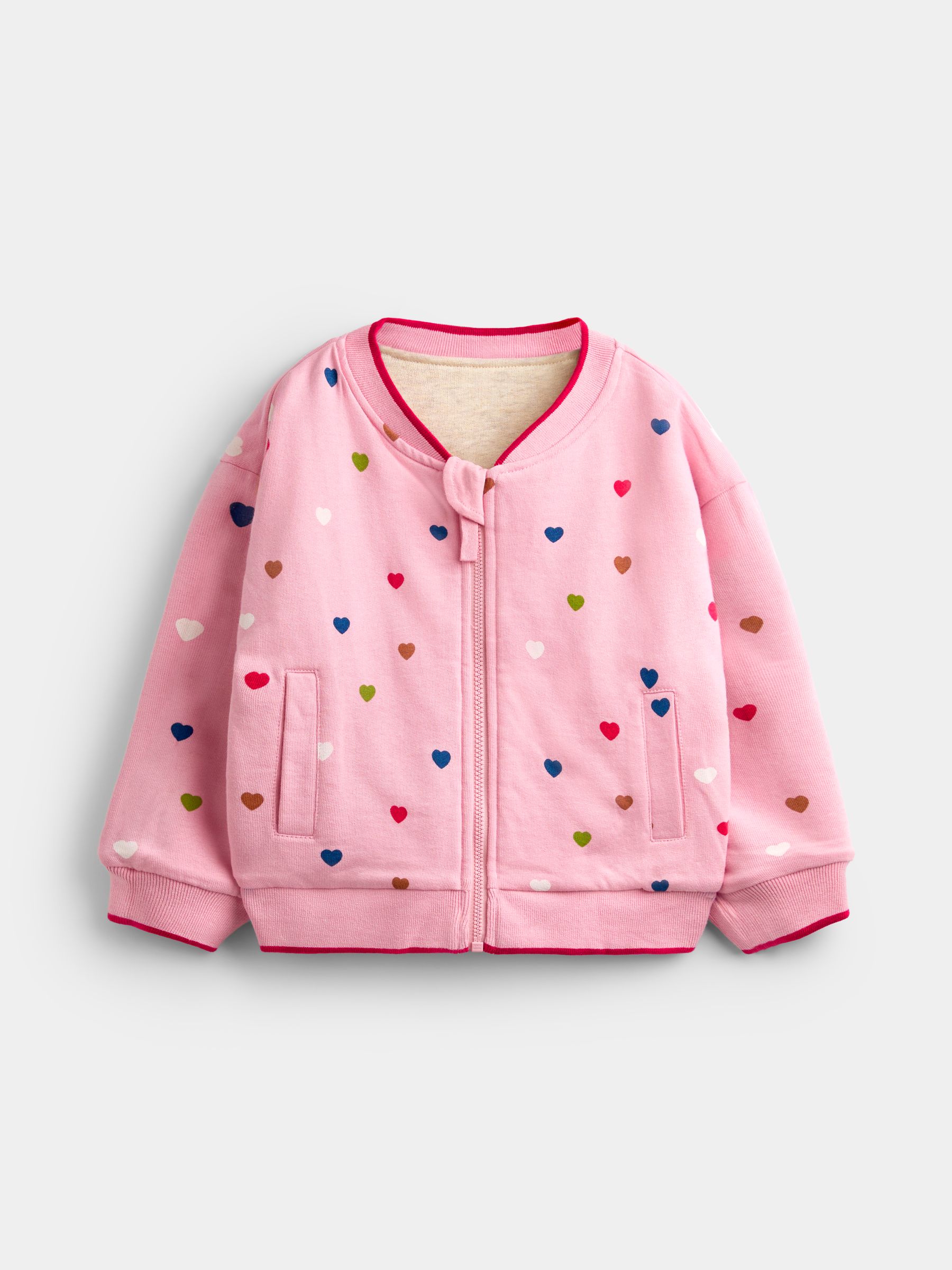 Pink Hearts & Oatmeal Appliqué Reversible Bomber Jacket - Image 2 of 7