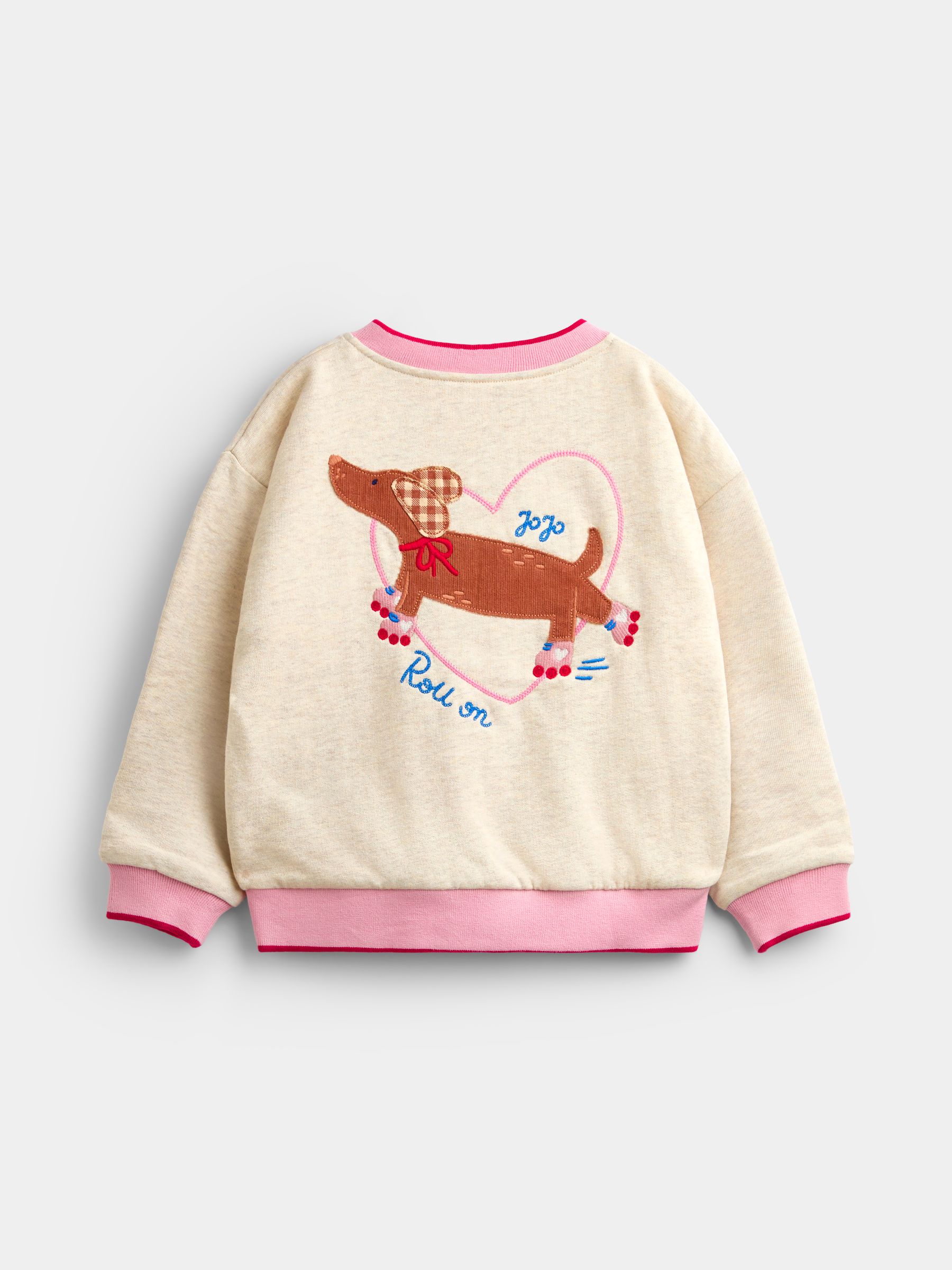 Pink Hearts & Oatmeal Appliqué Reversible Bomber Jacket - Image 5 of 7