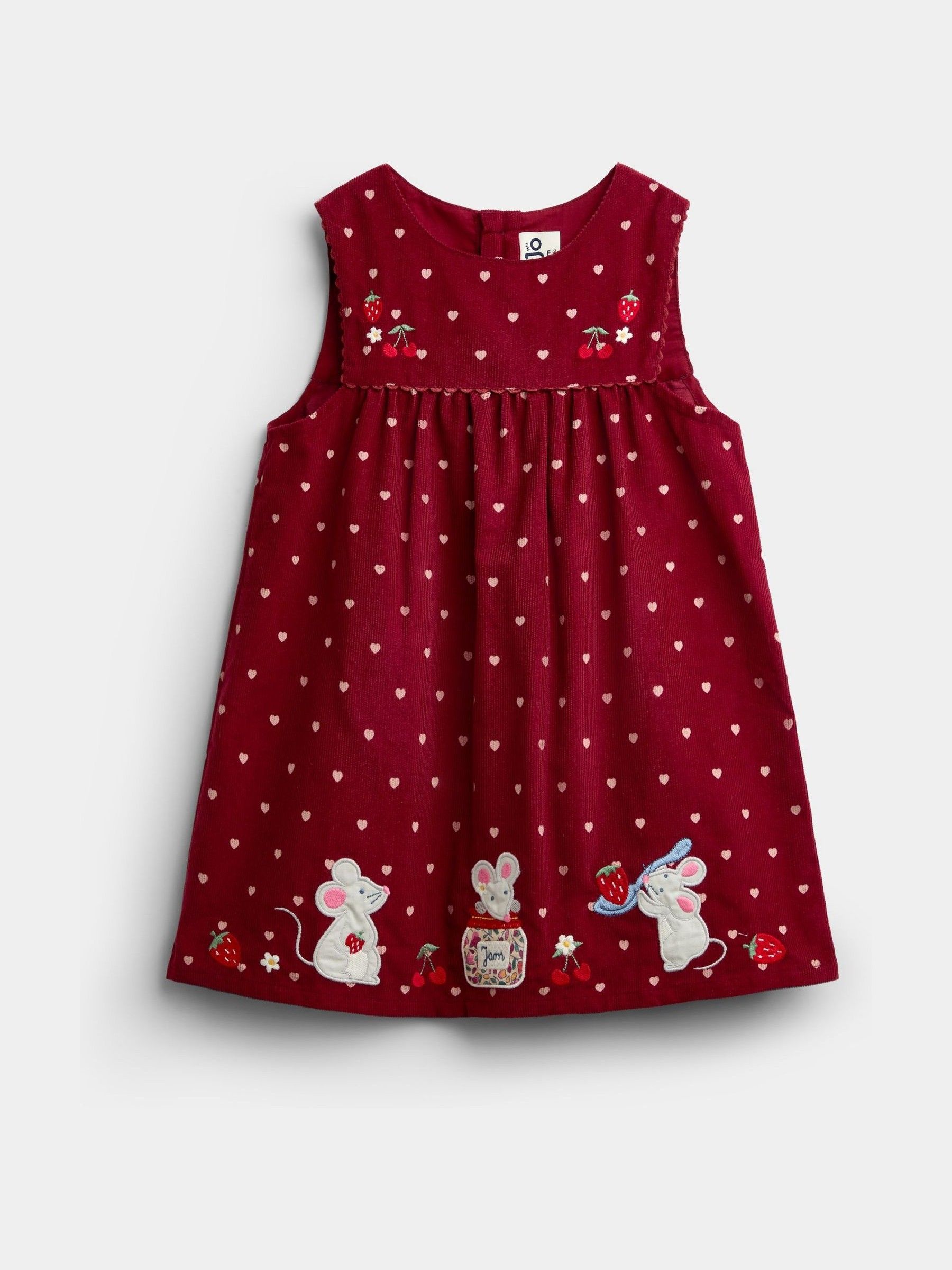 Burgundy Red Mouse Appliqué Cord Dress - Image 1 of 4 Burgundy Red Mouse Appliqué Cord Dress - Image 1 of 4