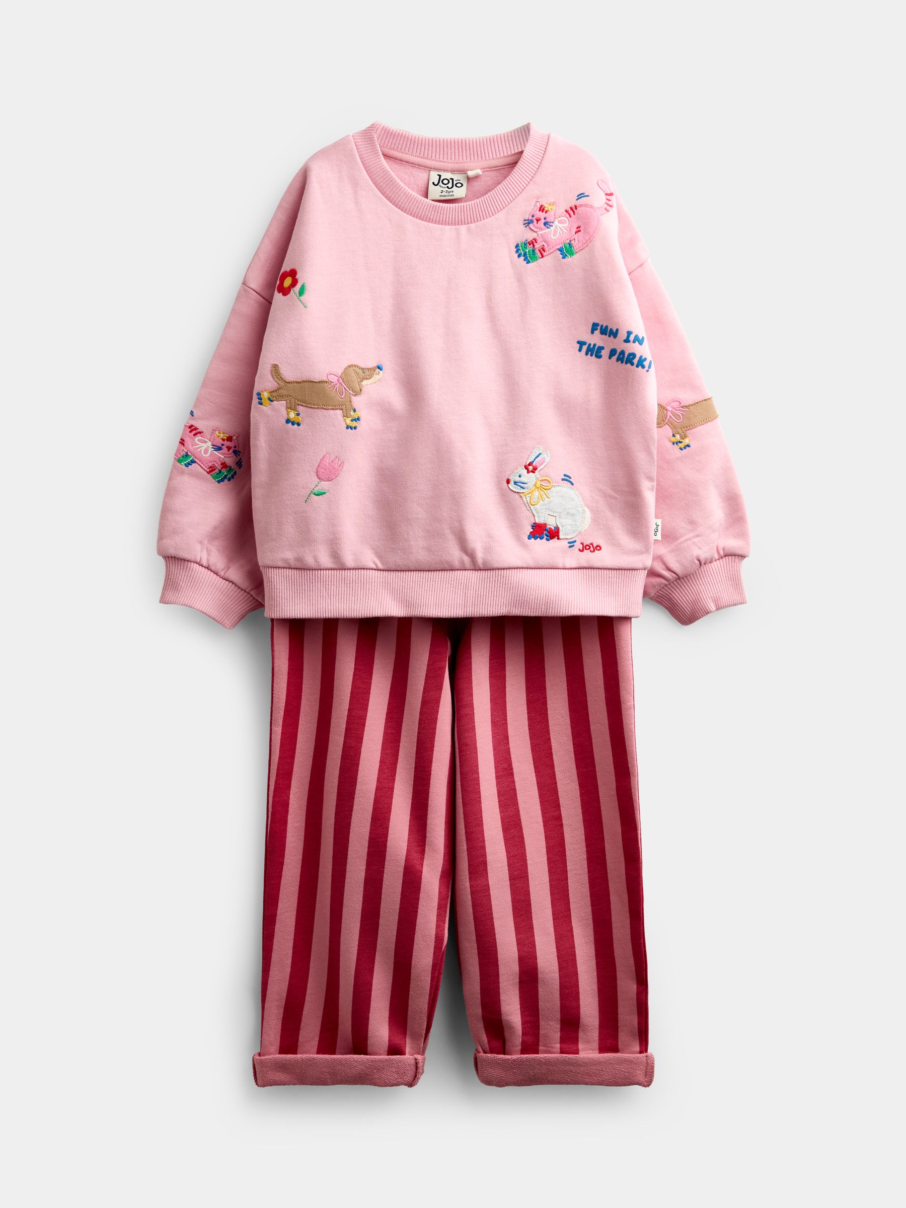 Light Pink Pet Applique Sweatshirt And Joggers Set - Image 1 of 5