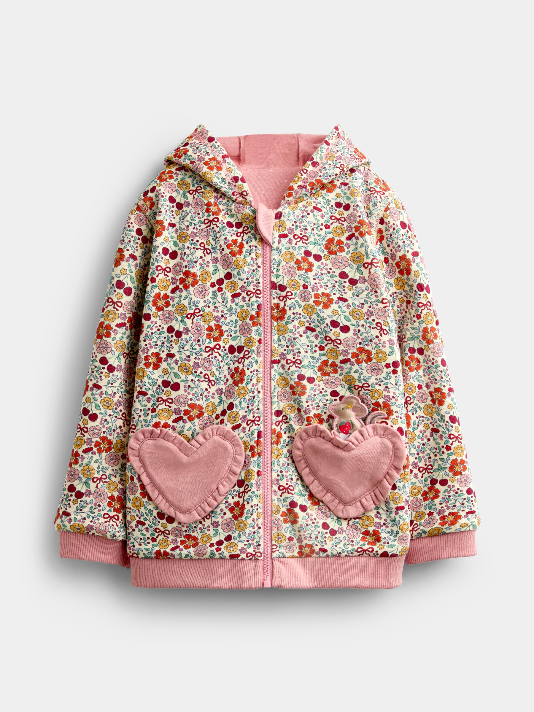 Pink Ditsy Mouse Appliqué Reversible Hoodie - Image 2 of 9