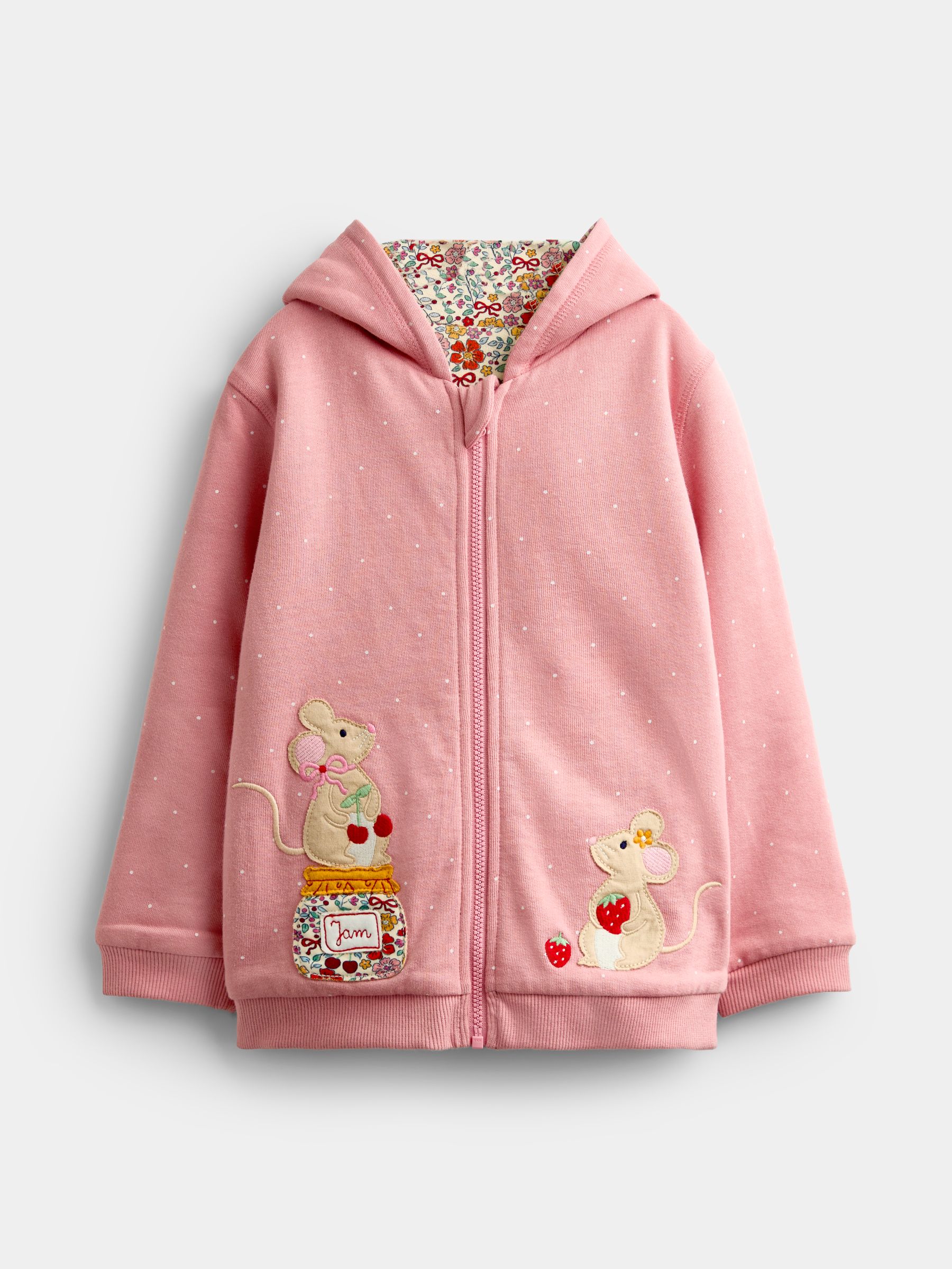 Pink Ditsy Mouse Appliqué Reversible Hoodie - Image 3 of 9
