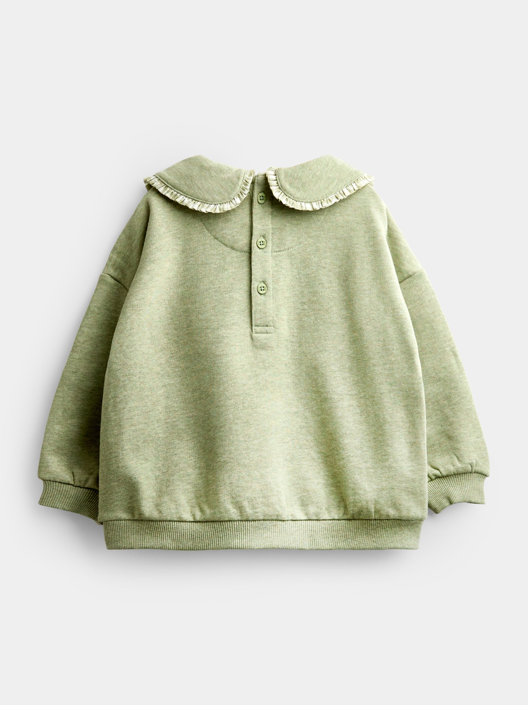Sage Green Hedgehog Appliqué Collar Sweatshirt - Image 2 of 4