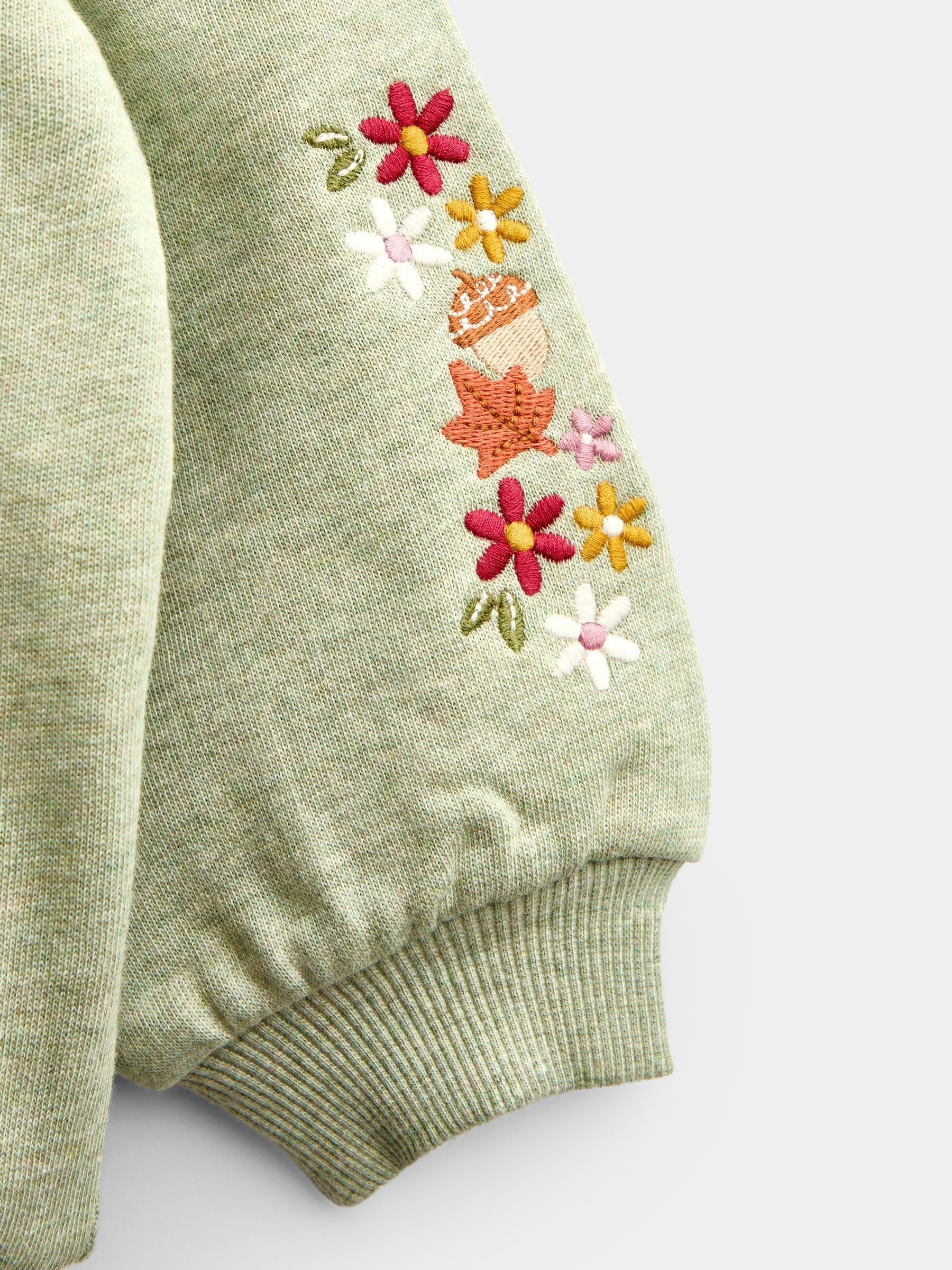 Sage Green Hedgehog Appliqué Collar Sweatshirt - Image 3 of 4
