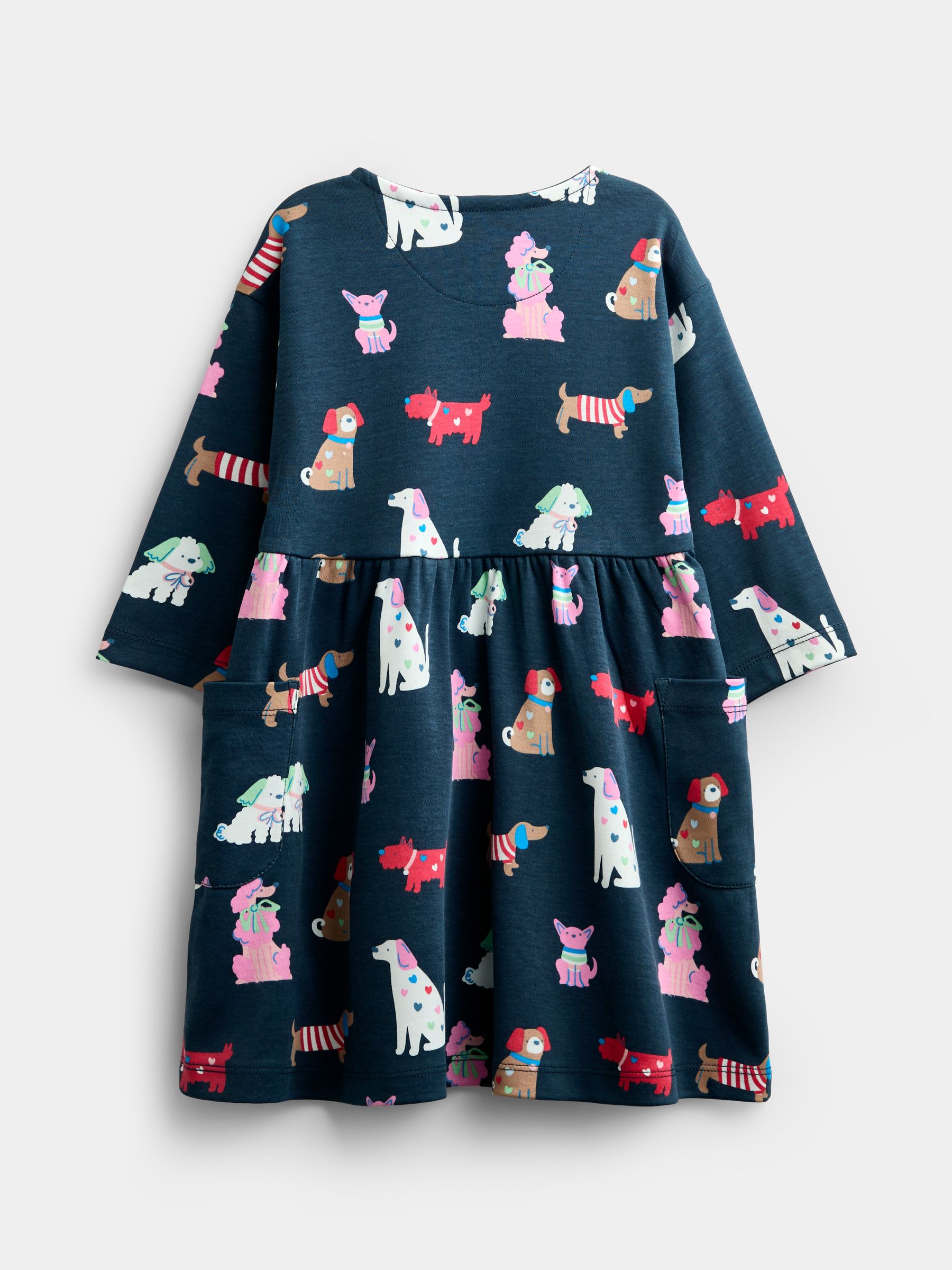 Navy Blue Dog Print Button Front Dress - Image 2 of 4