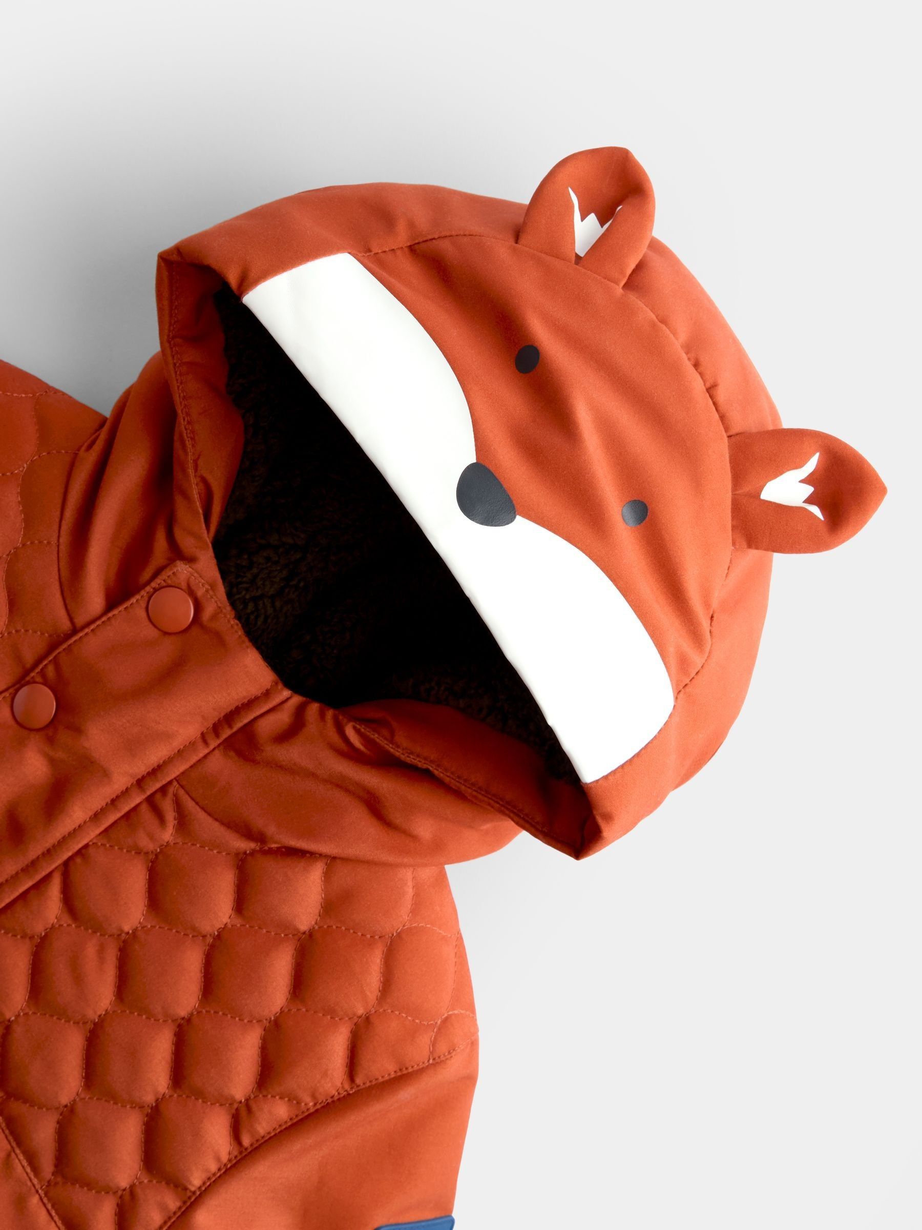 Orange Fox Parka Jacket - Image 5 of 6
