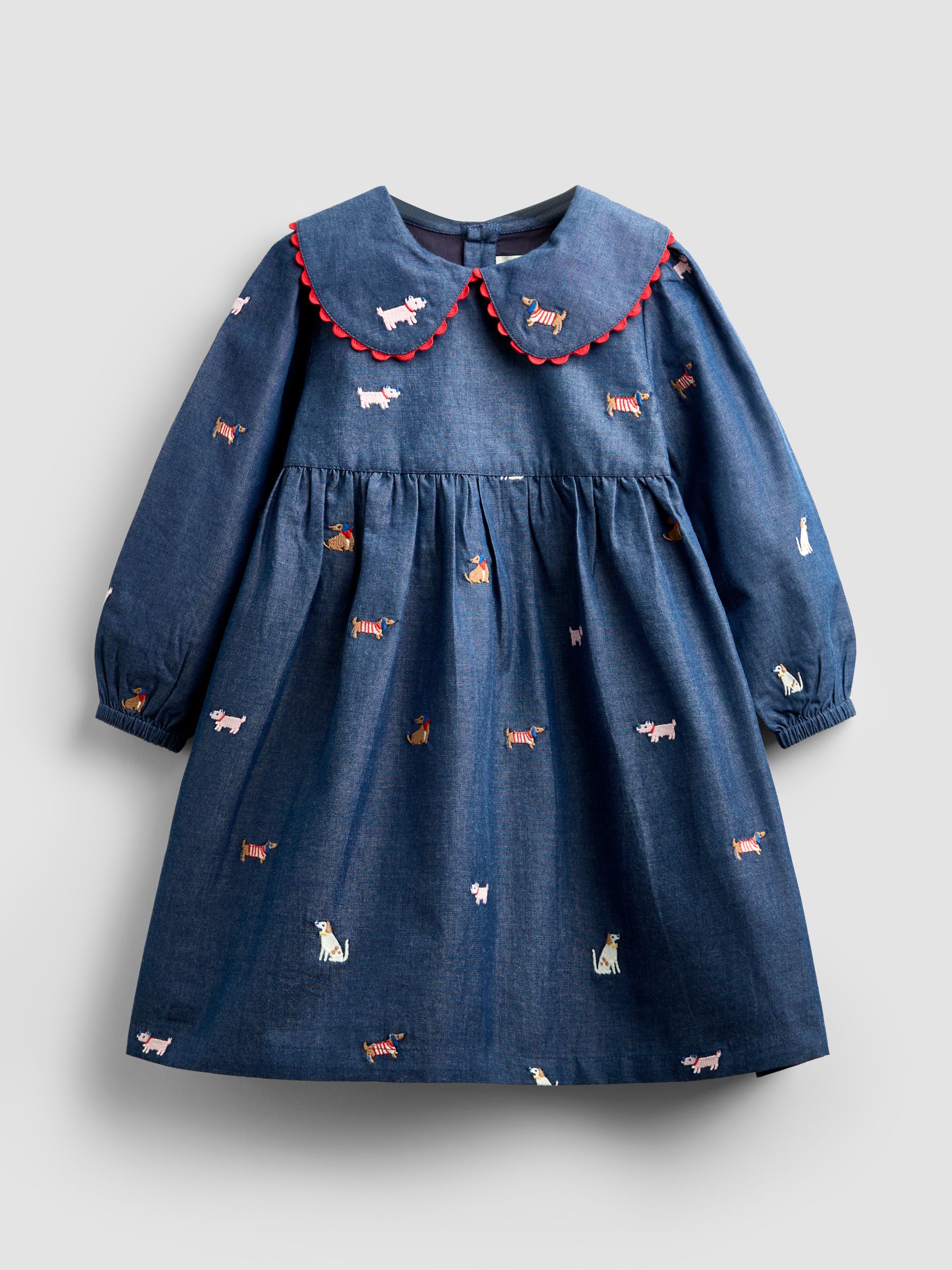 Chambray Blue Pets Embroidered Dress - Image 2 of 5