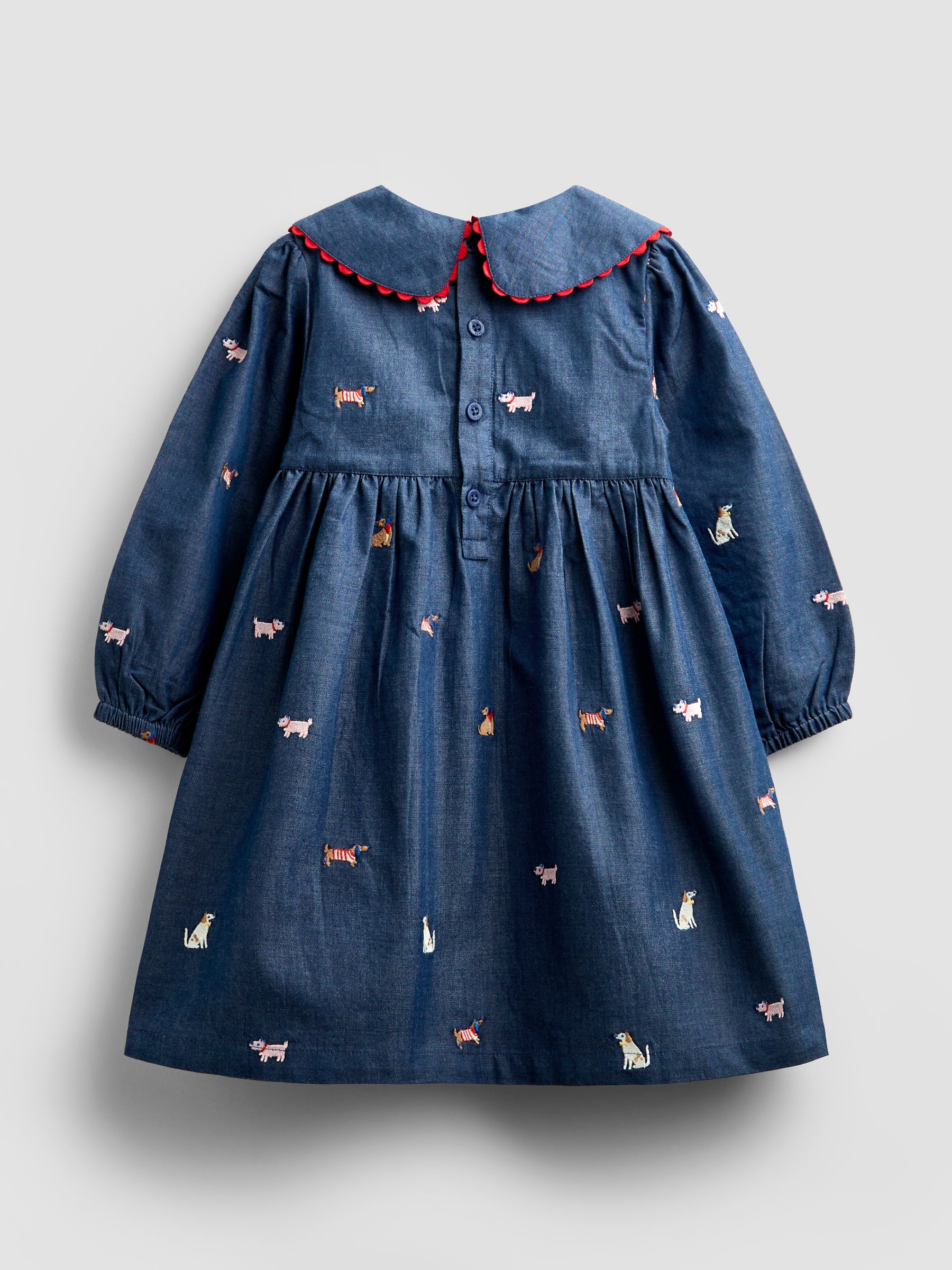 Chambray Blue Pets Embroidered Dress - Image 3 of 5