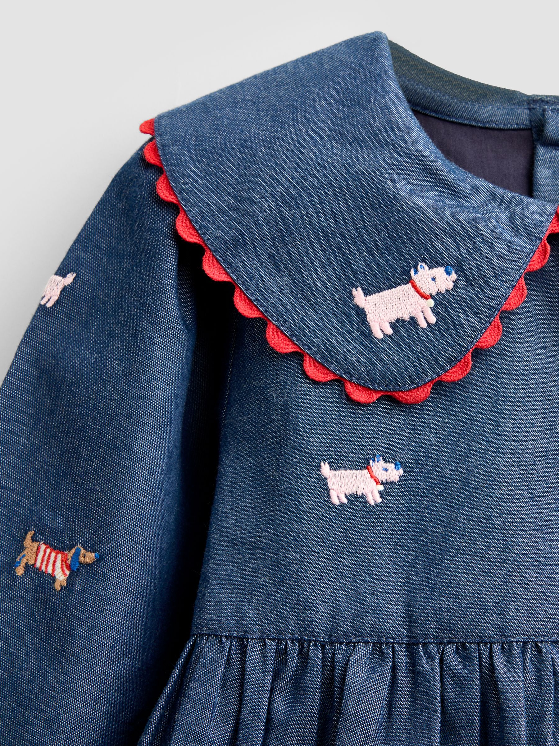 Chambray Blue Pets Embroidered Dress - Image 4 of 5