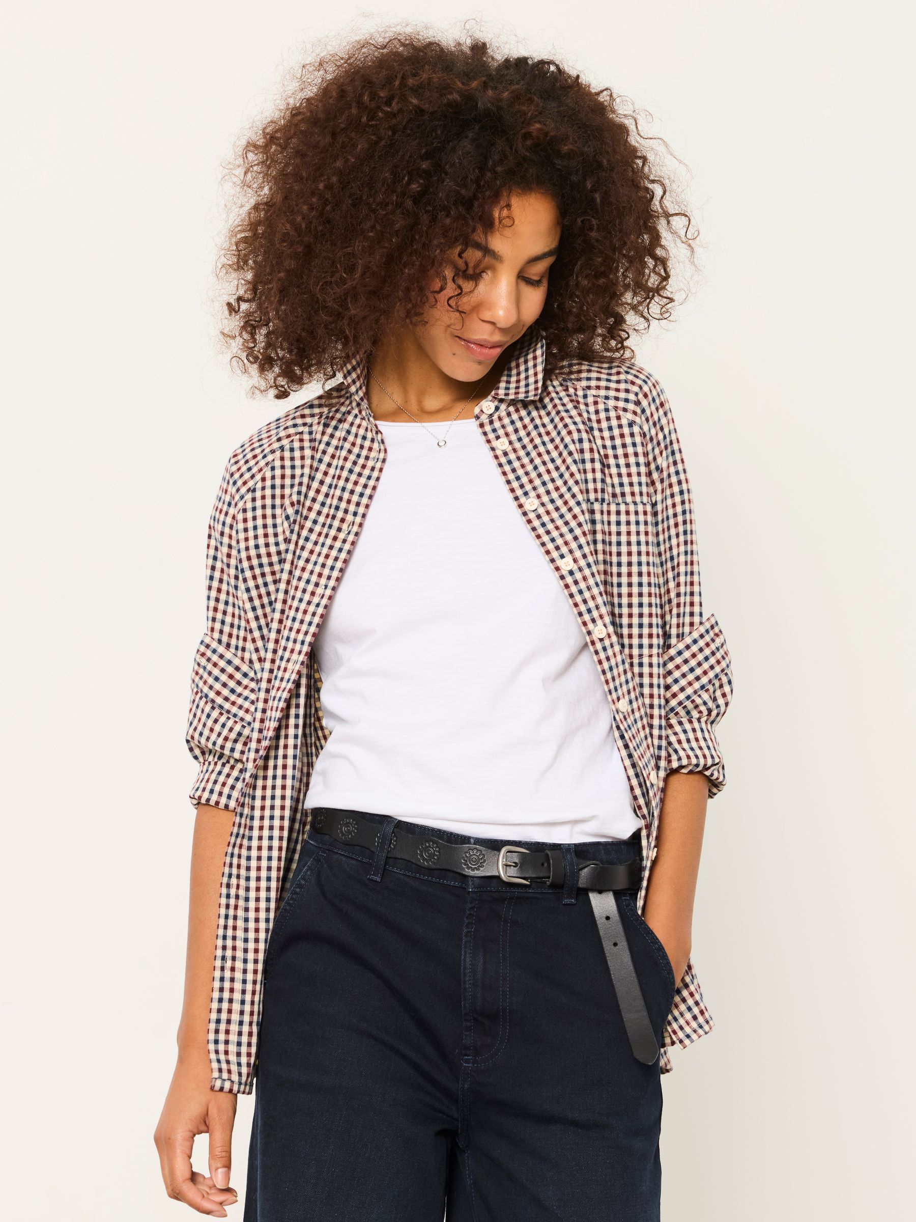 Bessie Cream Check Shirt - Image 1 of 5 Bessie Cream Check Shirt - Image 1 of 5