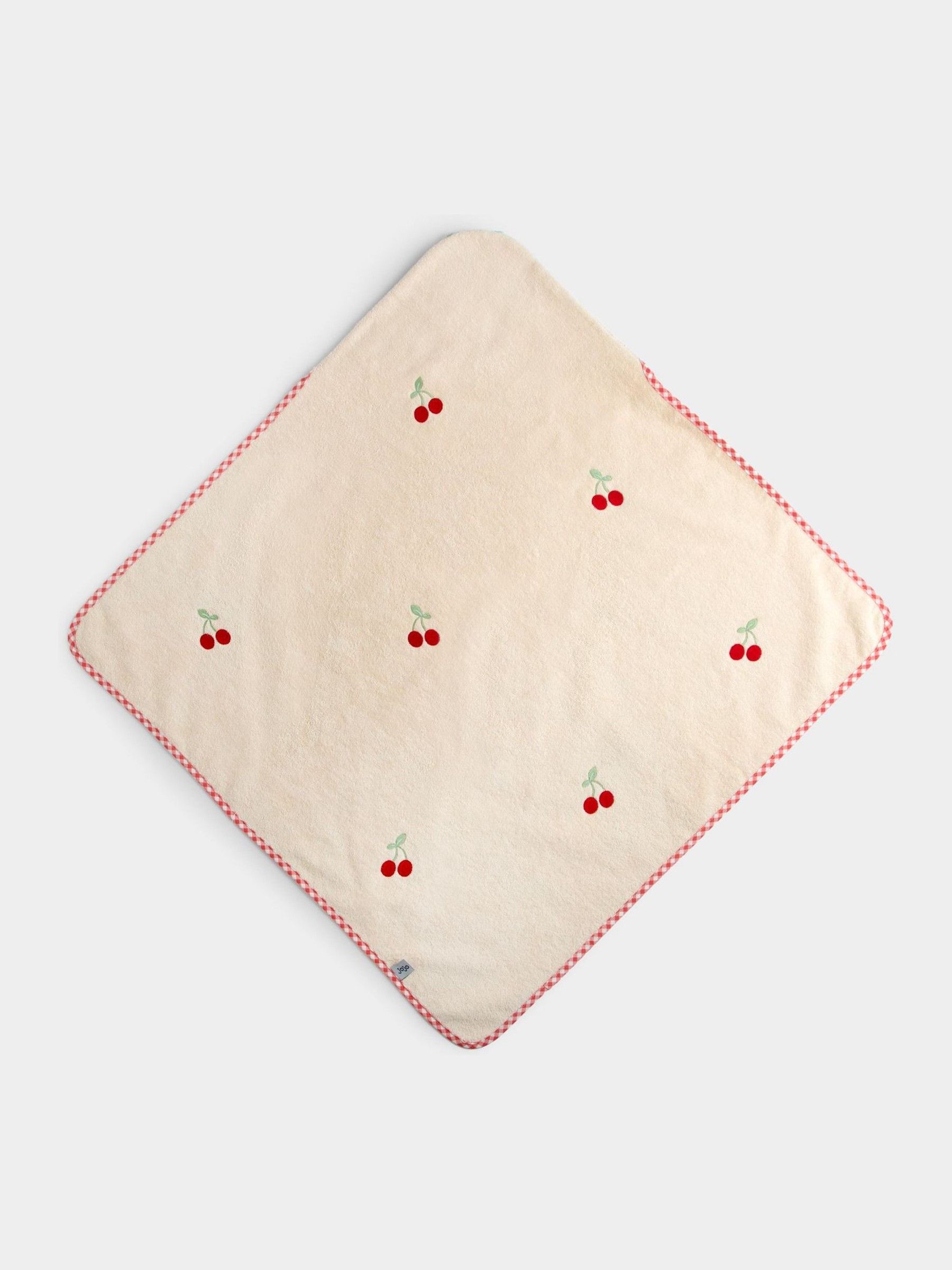 Cream Cherry Appliqué Hooded Towel - Image 2 of 4 Cream Cherry Appliqué Hooded Towel - Image 2 of 4