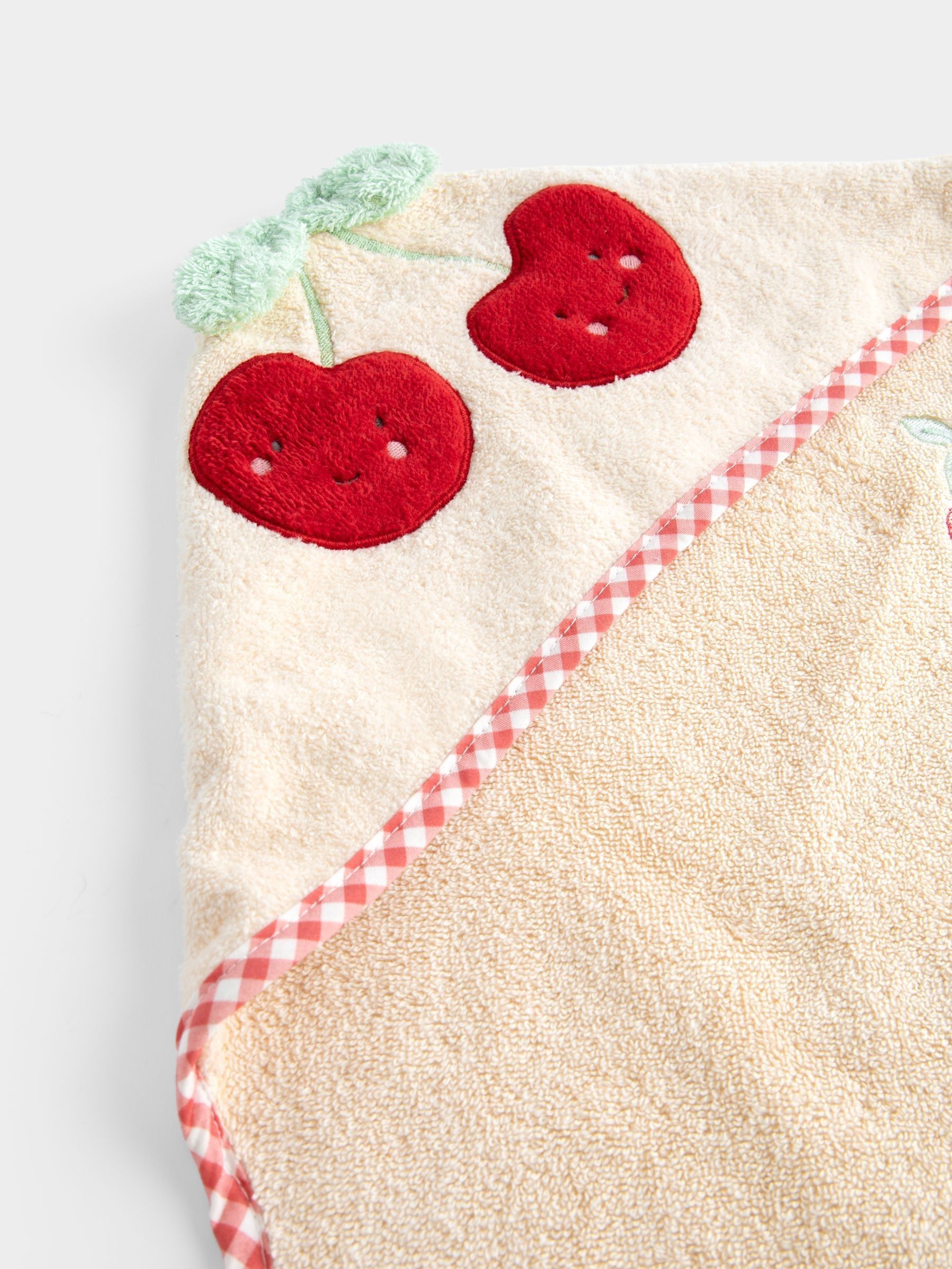 Cream Cherry Appliqué Hooded Towel - Image 3 of 4