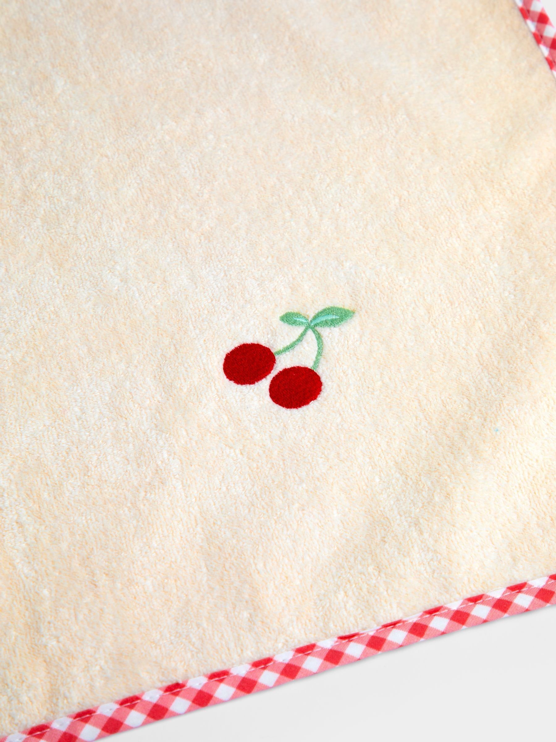 Cream Cherry Appliqué Hooded Towel - Image 4 of 4 Cream Cherry Appliqué Hooded Towel - Image 4 of 4