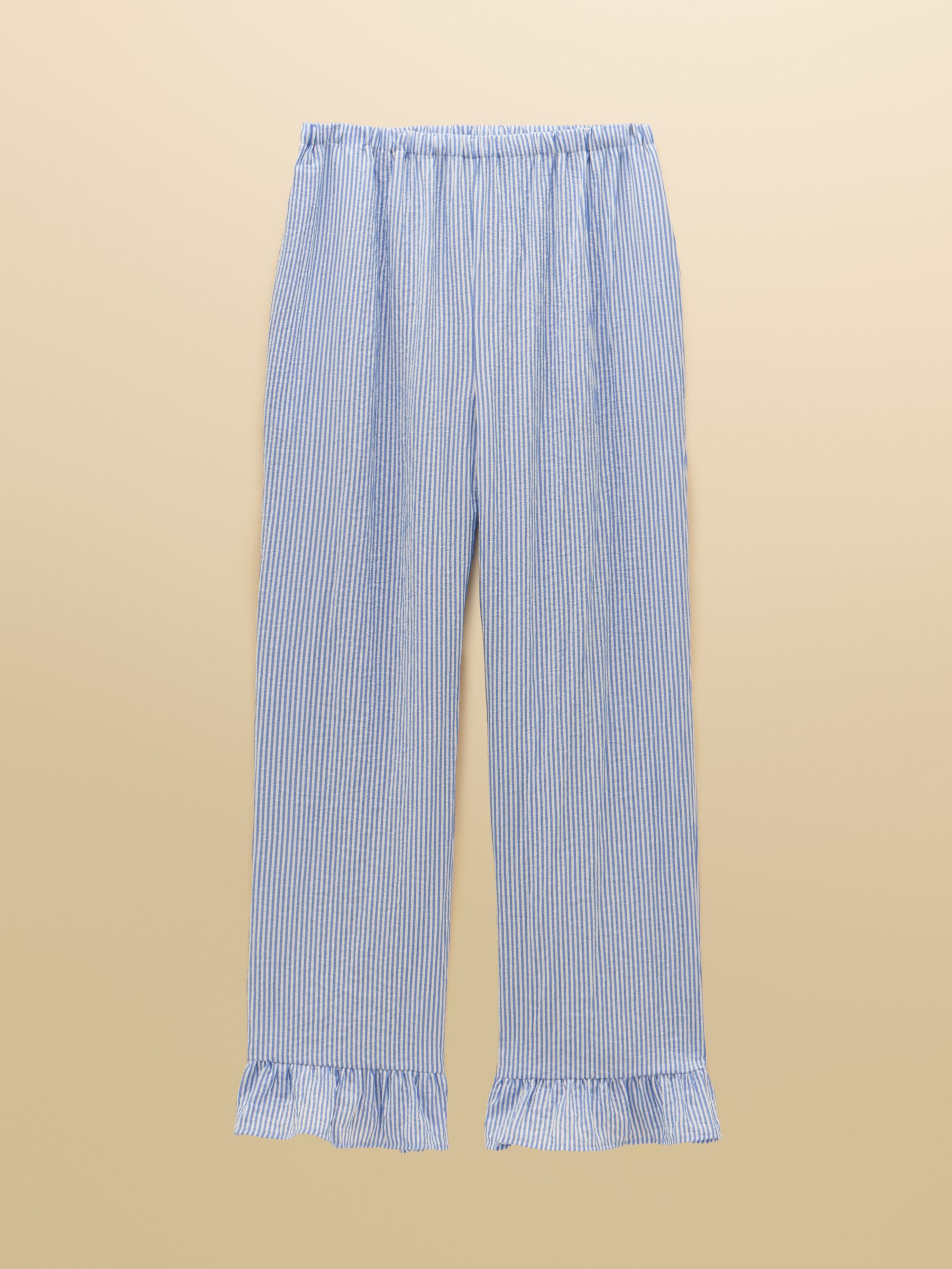 Blue Stripe Wide Leg Frill Hem Trouser - Image 8 of 8