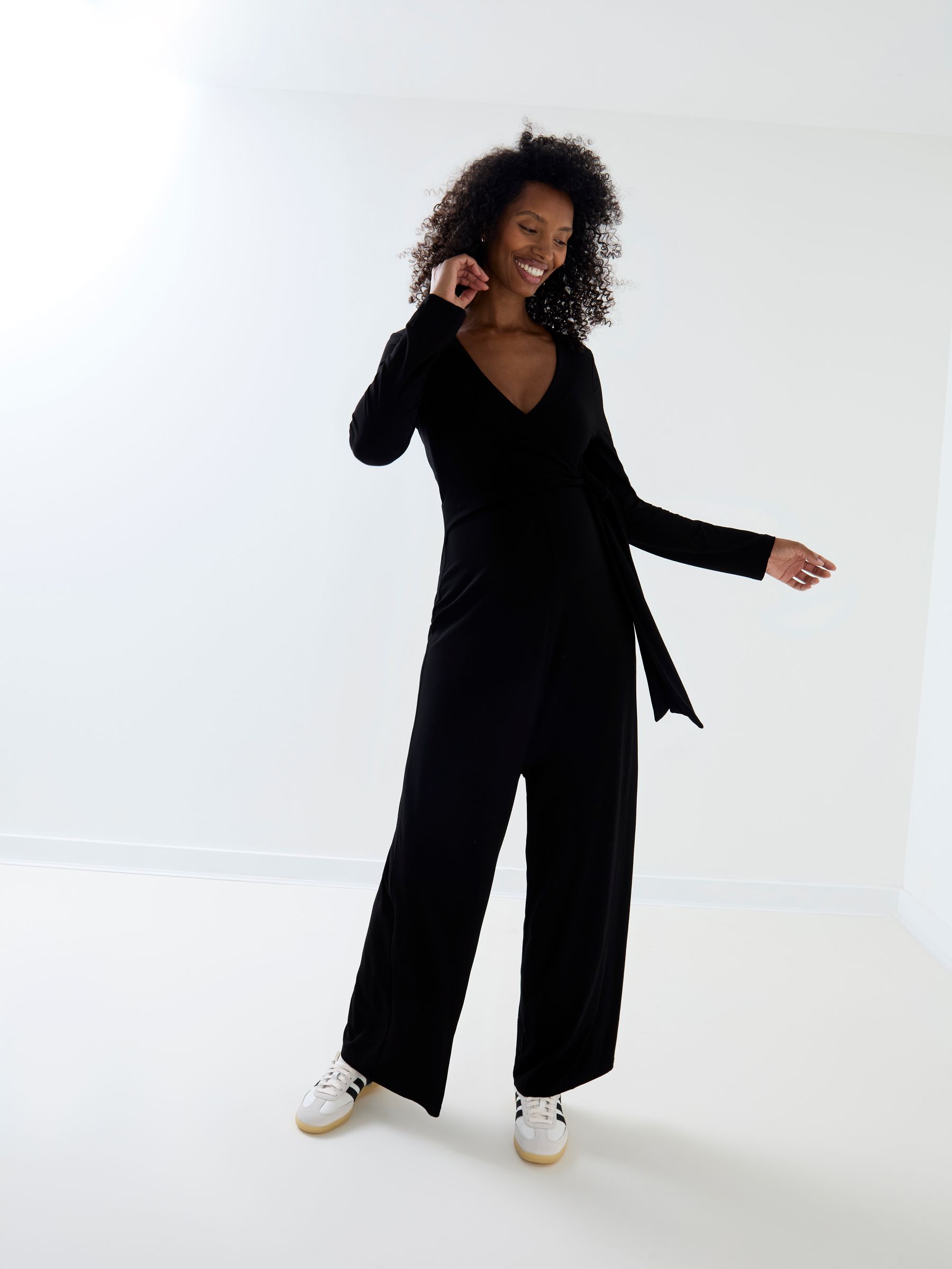 Black Jersey Wrap Maternity Jumpsuit - Image 2 of 7
