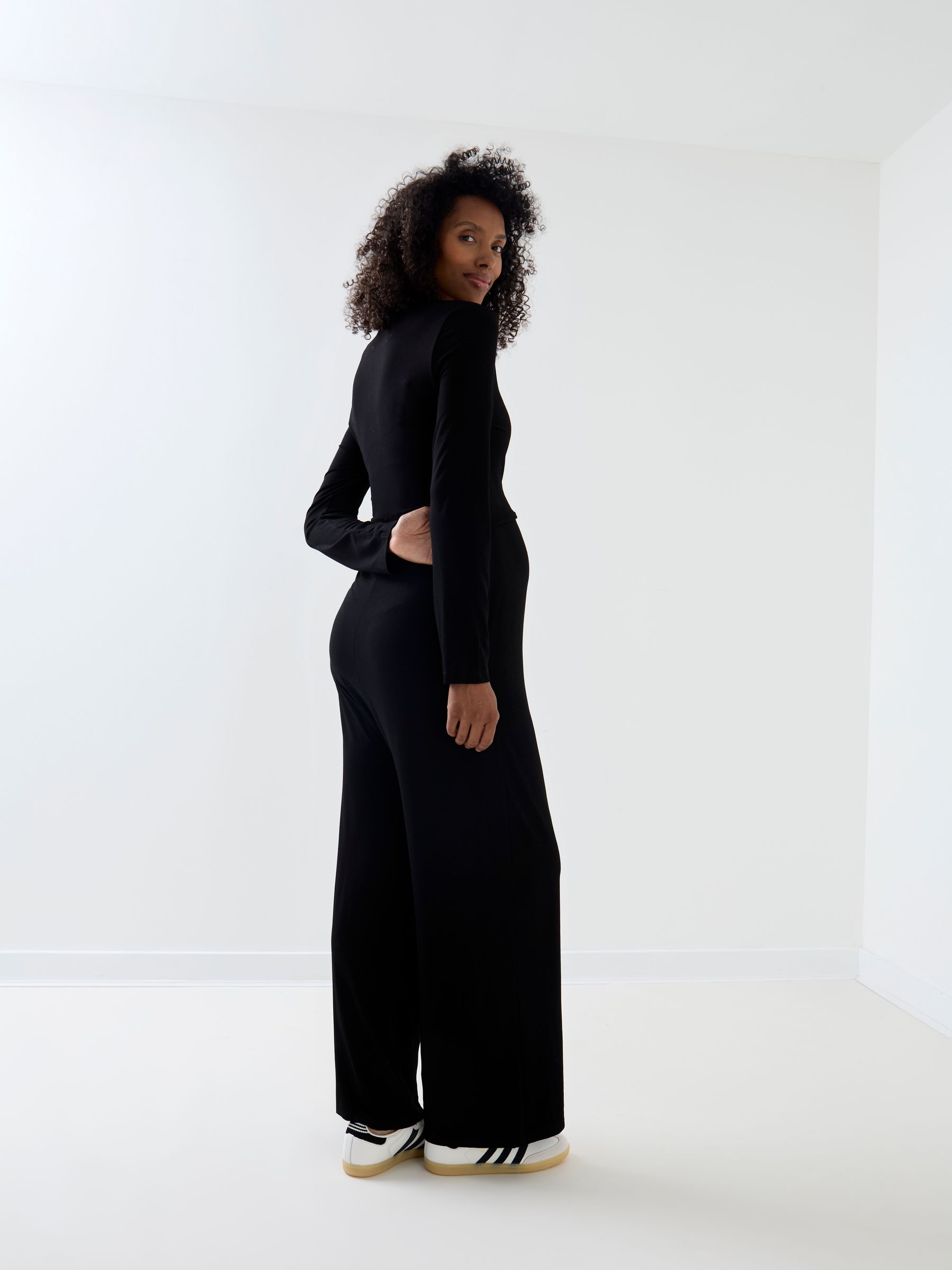 Black Jersey Wrap Maternity Jumpsuit - Image 3 of 7
