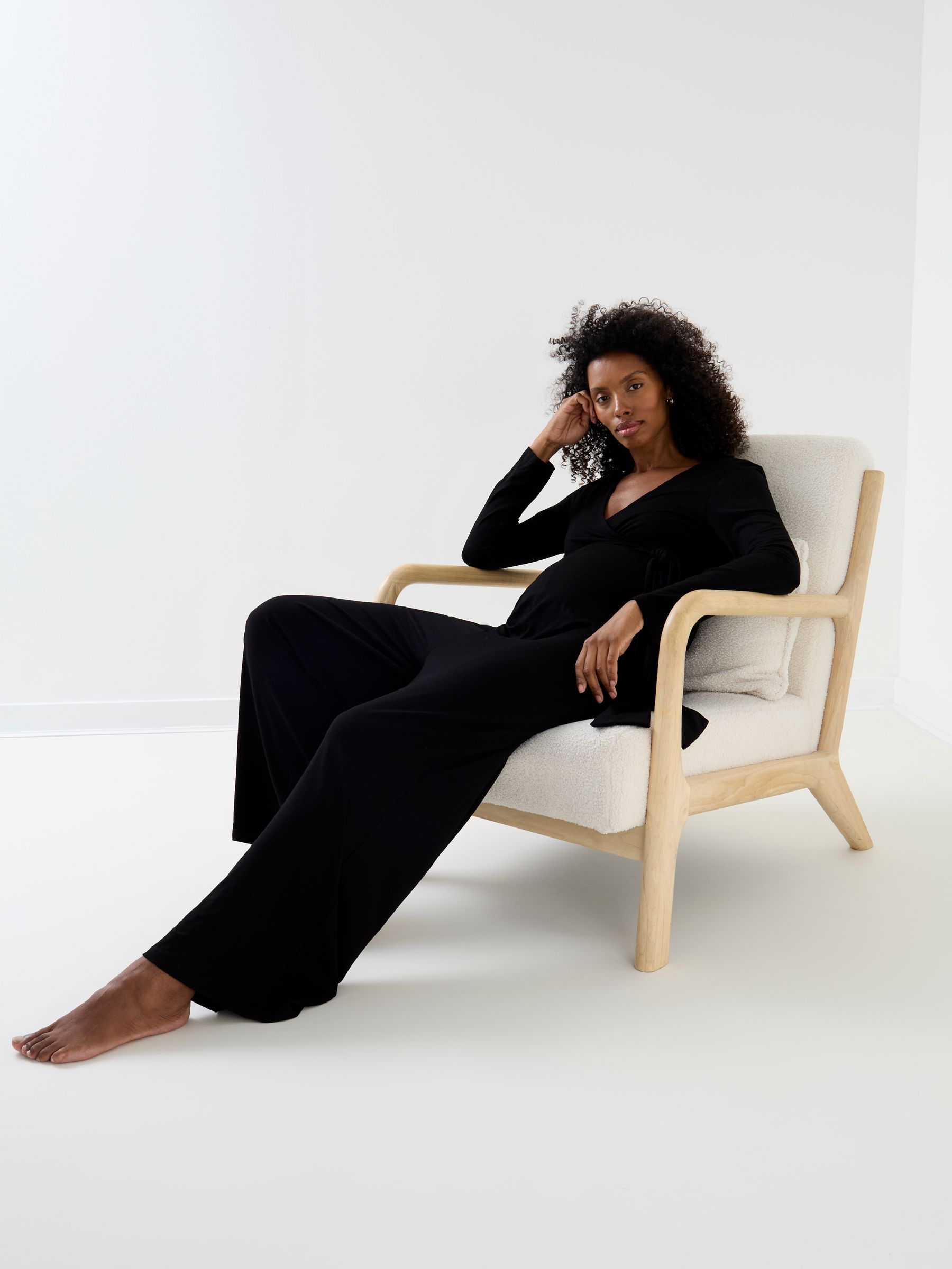 Black Jersey Wrap Maternity Jumpsuit - Image 4 of 7