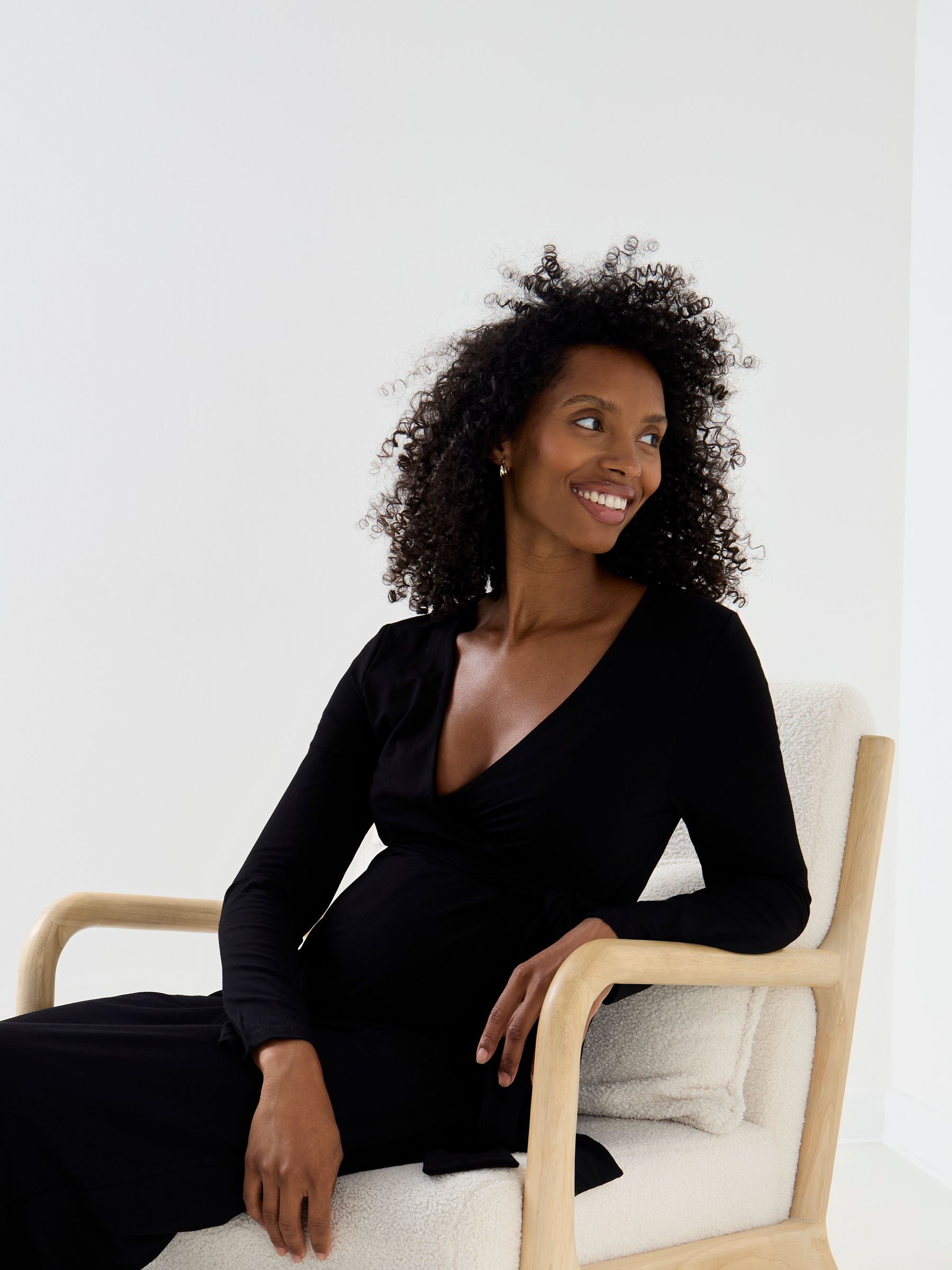 Black Jersey Wrap Maternity Jumpsuit - Image 5 of 7