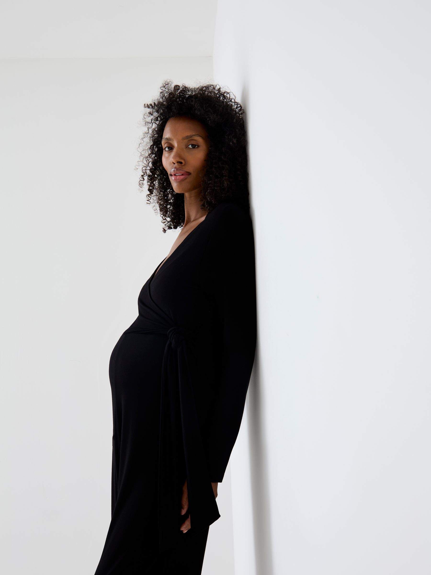 Black Jersey Wrap Maternity Jumpsuit - Image 6 of 7