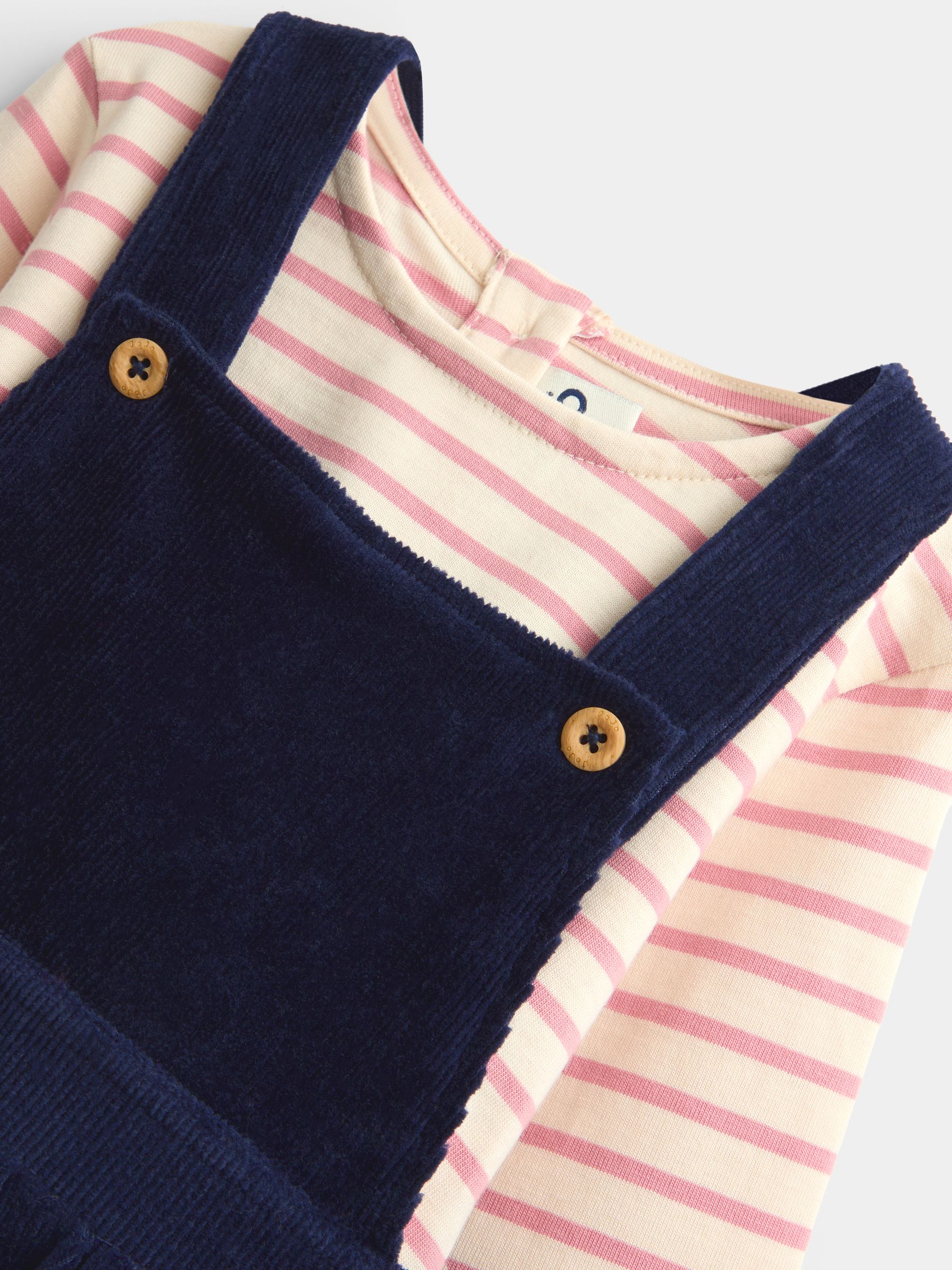 Navy Blue Mouse Embroidered Velour Pinafore Set - Image 6 of 7