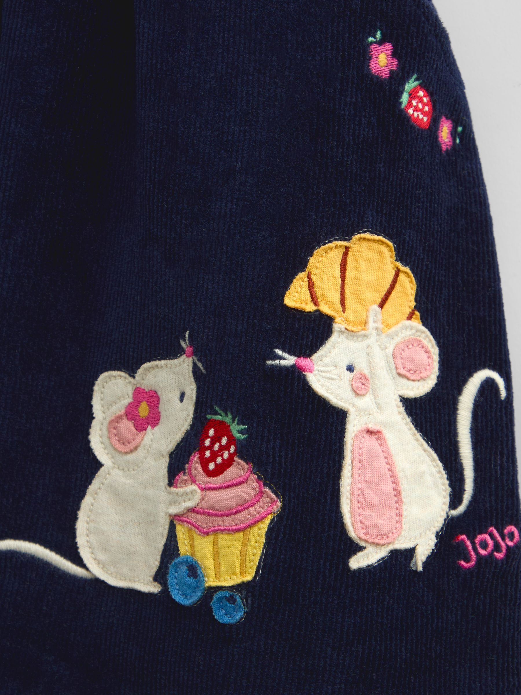 Navy Blue Mouse Embroidered Velour Pinafore Set - Image 7 of 7