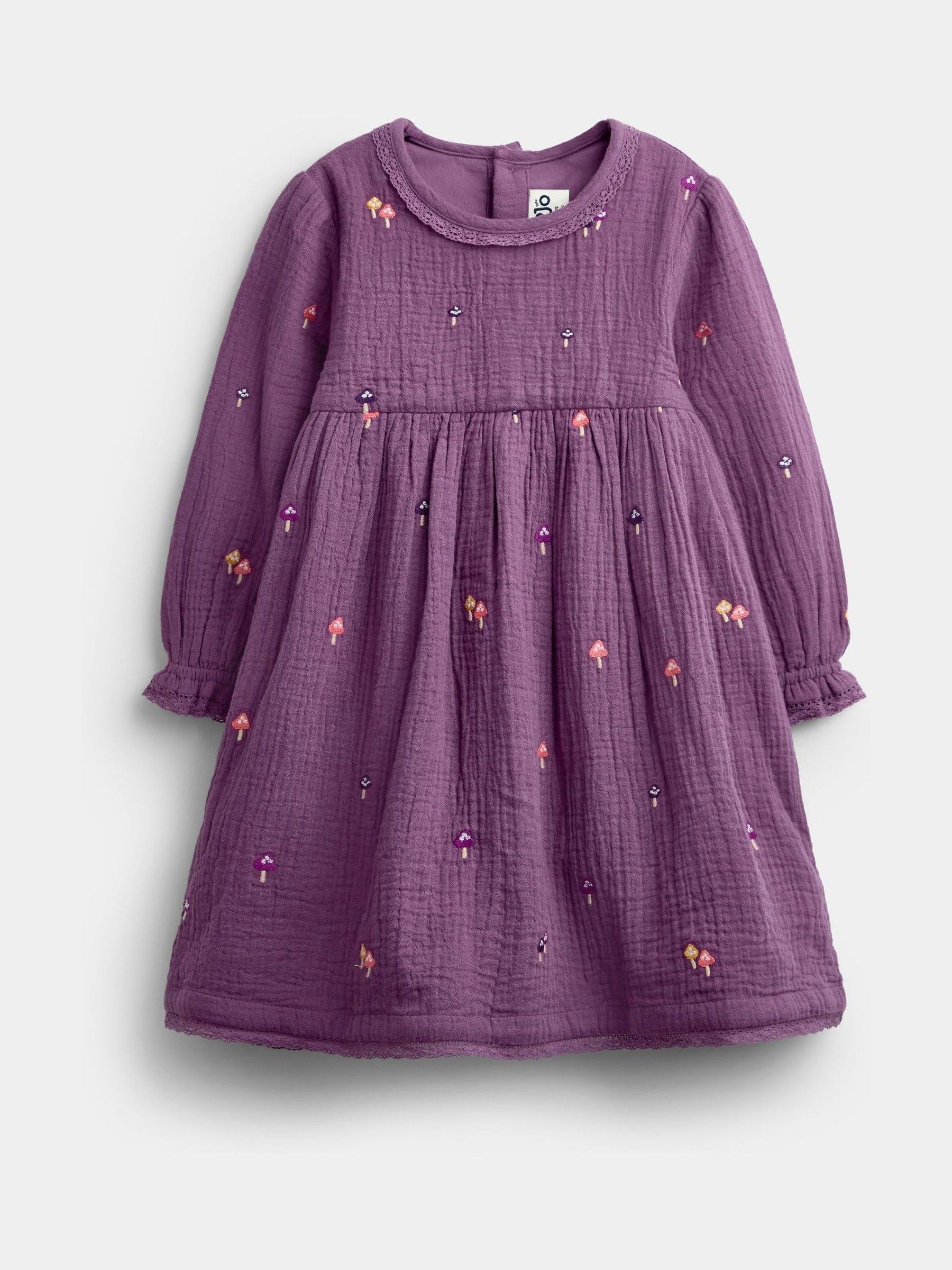 Purple Floral Embroidered Cheesecloth Dress & Gilet Set - Image 2 of 6
