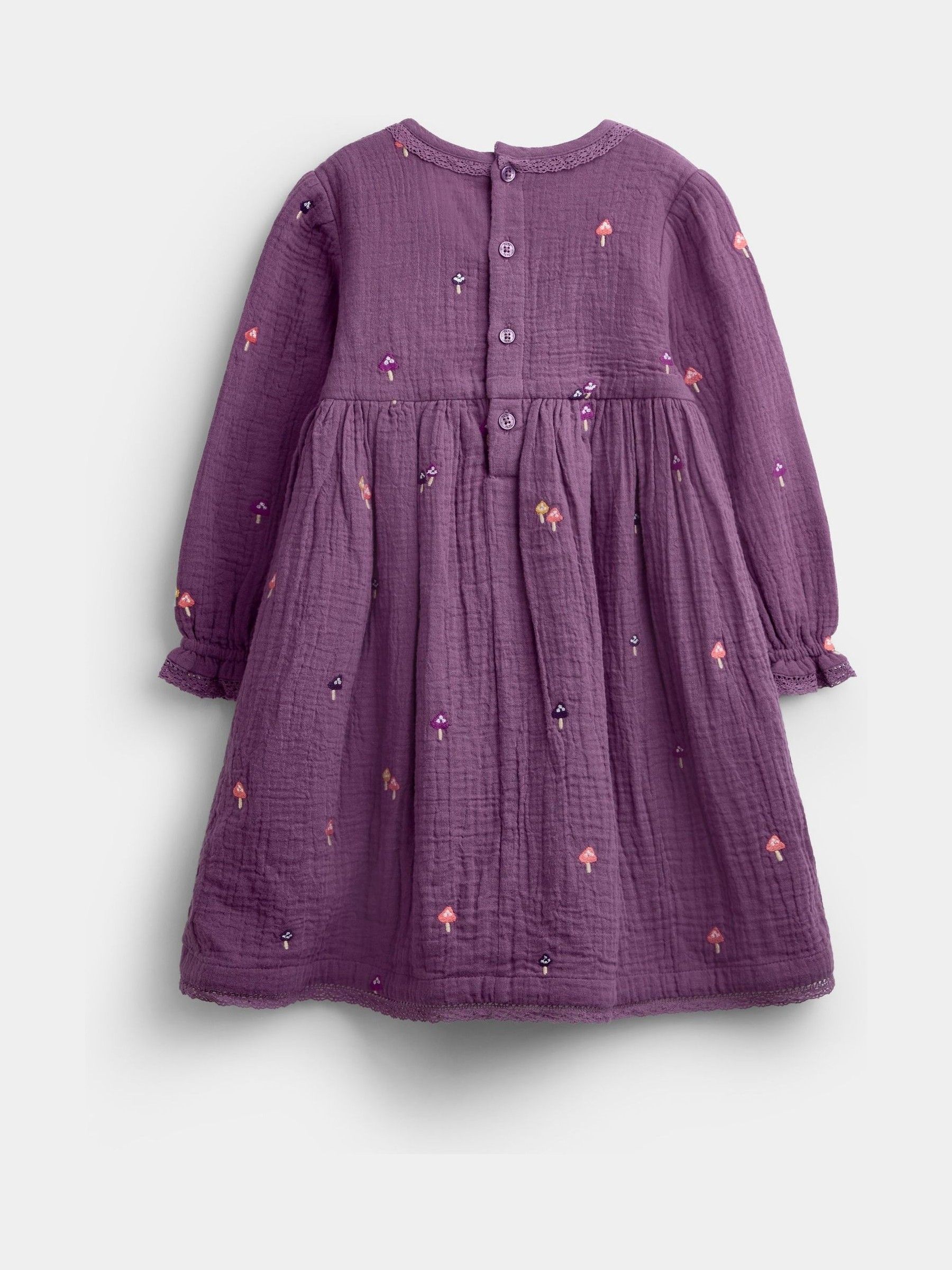 Purple Floral Embroidered Cheesecloth Dress & Gilet Set - Image 3 of 6