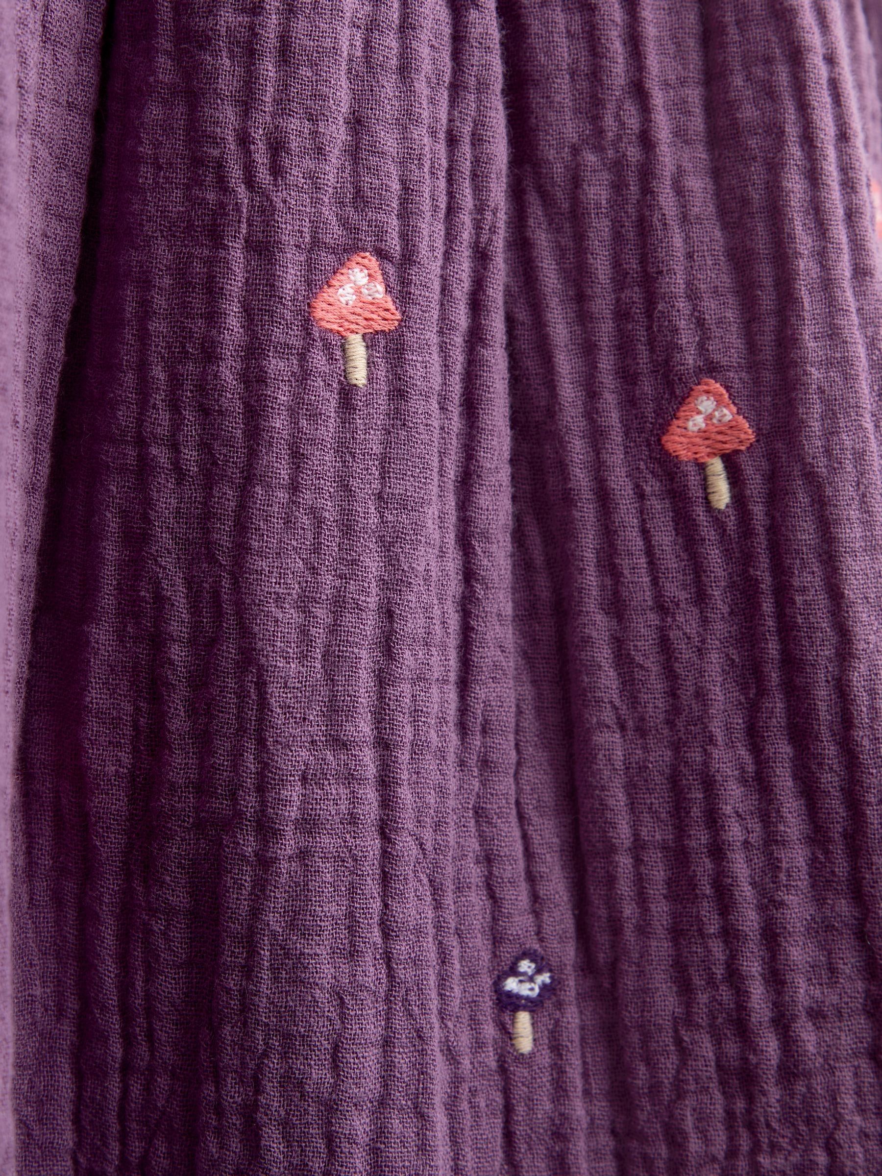 Purple Floral Embroidered Cheesecloth Dress & Gilet Set - Image 6 of 6