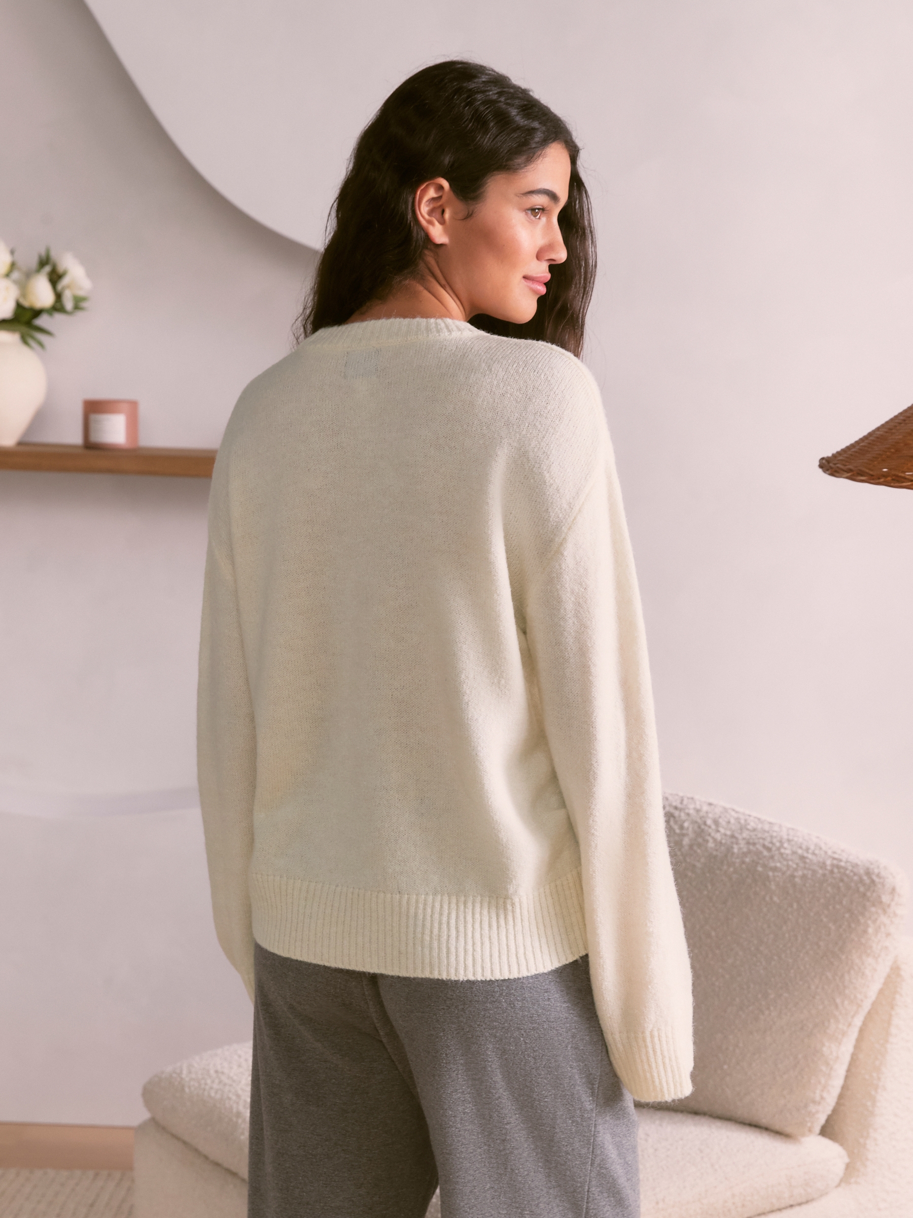 Cream Off Duty Knitted Crew Neck Jumper - Image 4 of 8