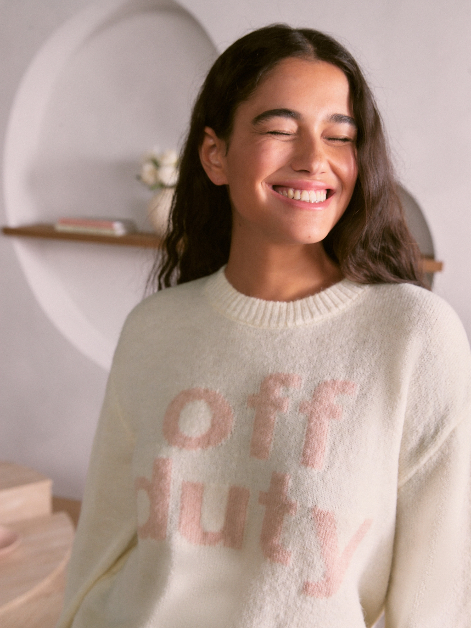 Cream Off Duty Knitted Crew Neck Jumper - Image 5 of 8