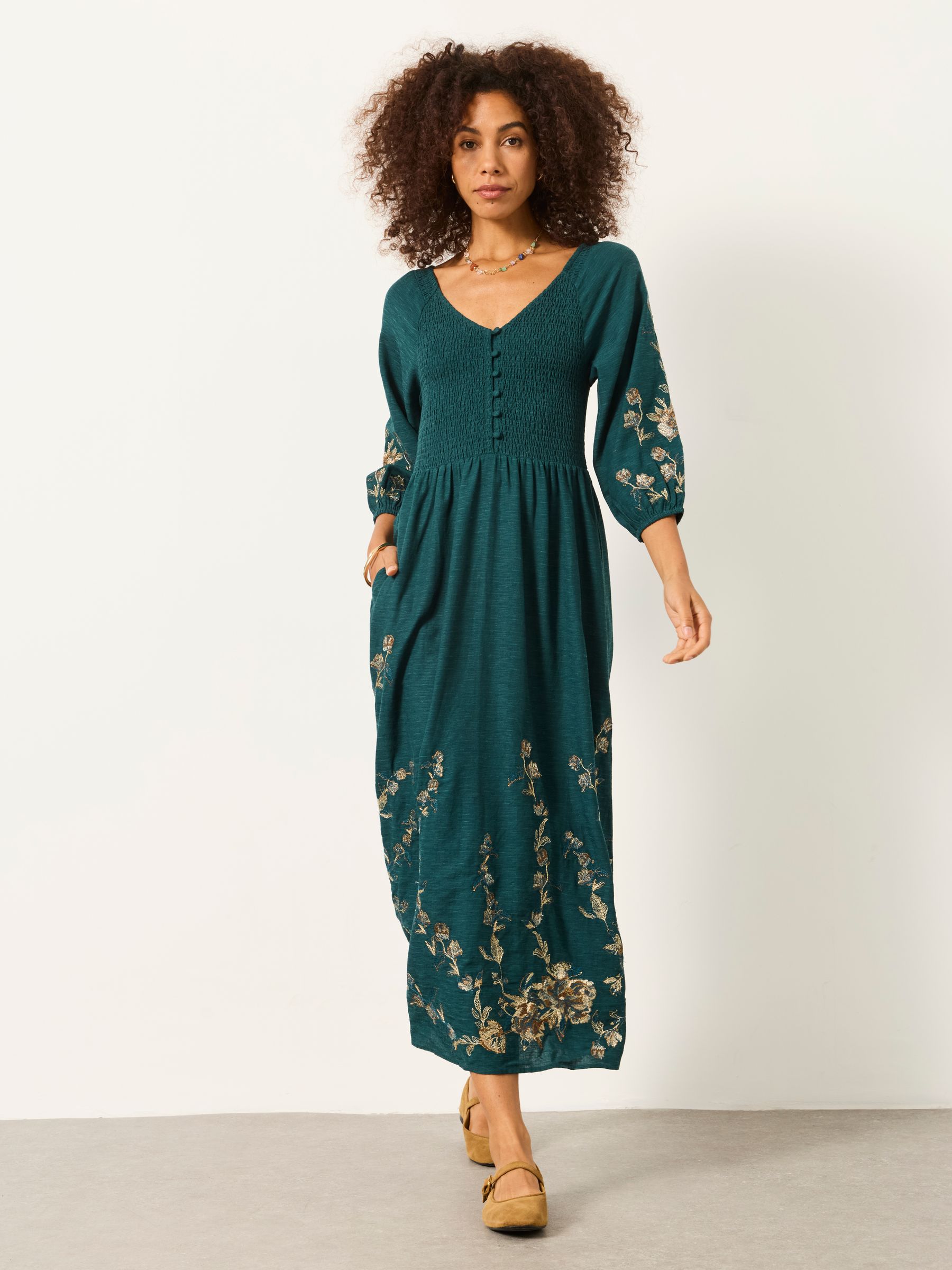 Teal Blue Petite Adele Metallic Midi Dress - Image 1 of 8
