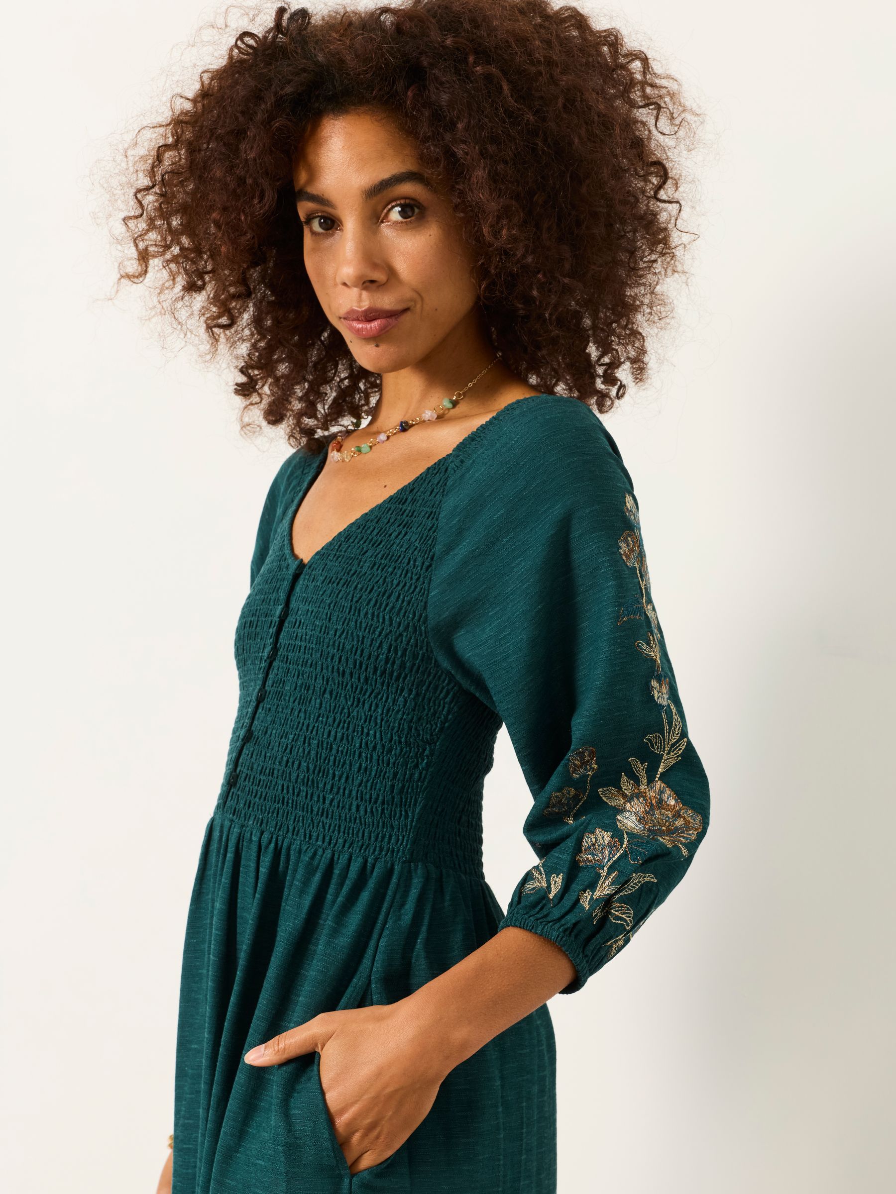 Teal Blue Petite Adele Metallic Midi Dress - Image 3 of 8