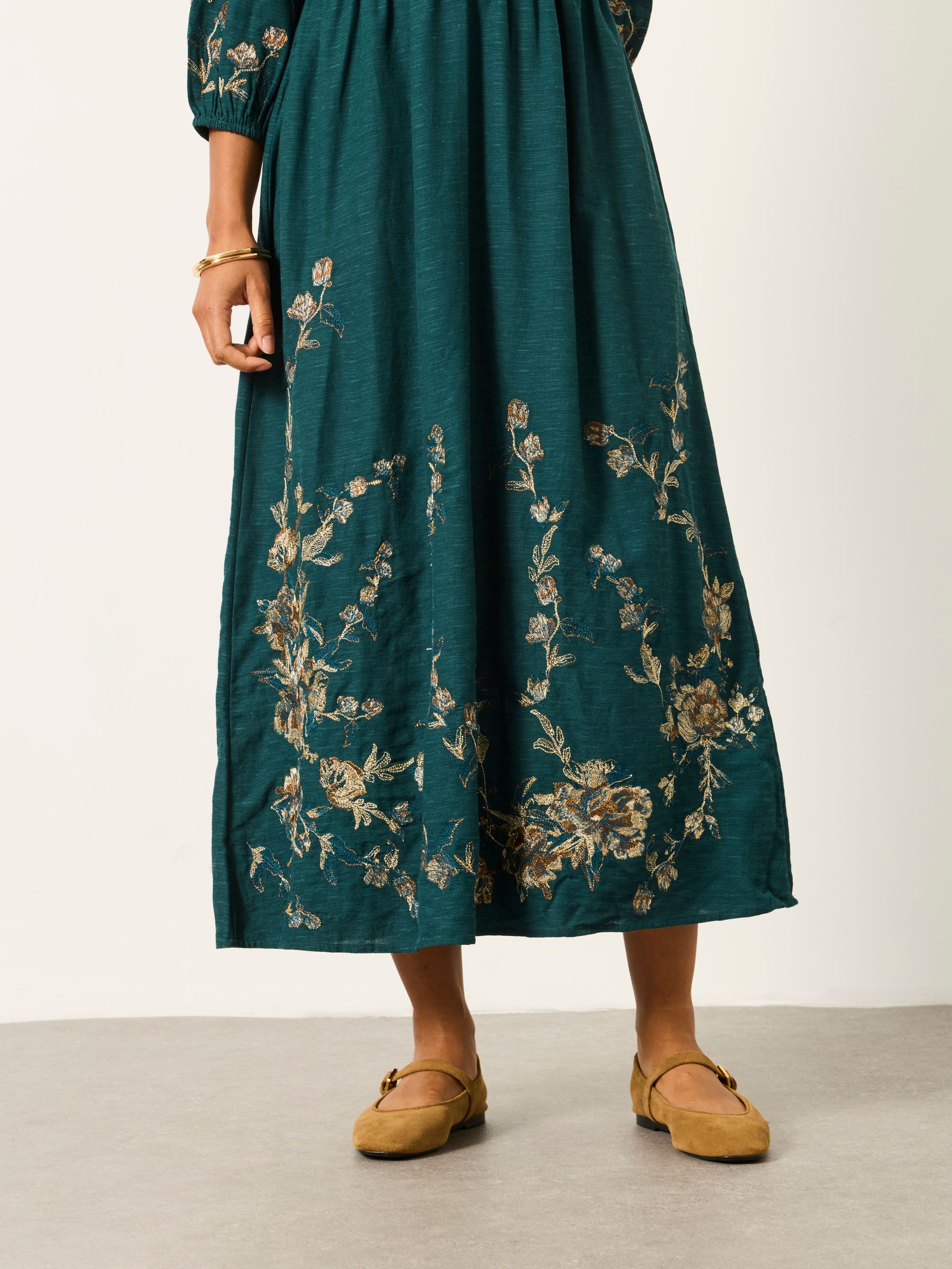 Teal Blue Petite Adele Metallic Midi Dress - Image 5 of 8