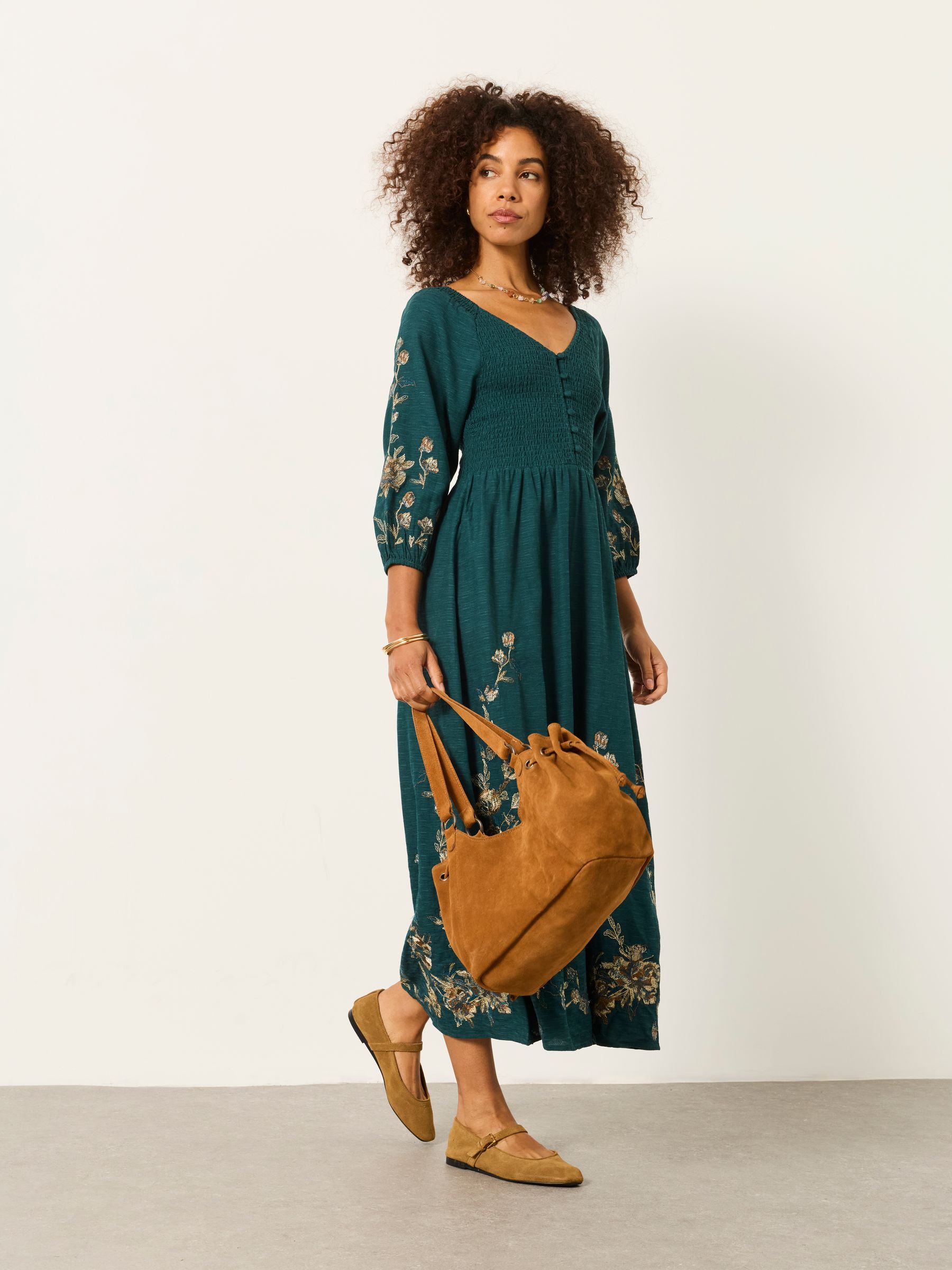 Teal Blue Petite Adele Metallic Midi Dress - Image 6 of 8