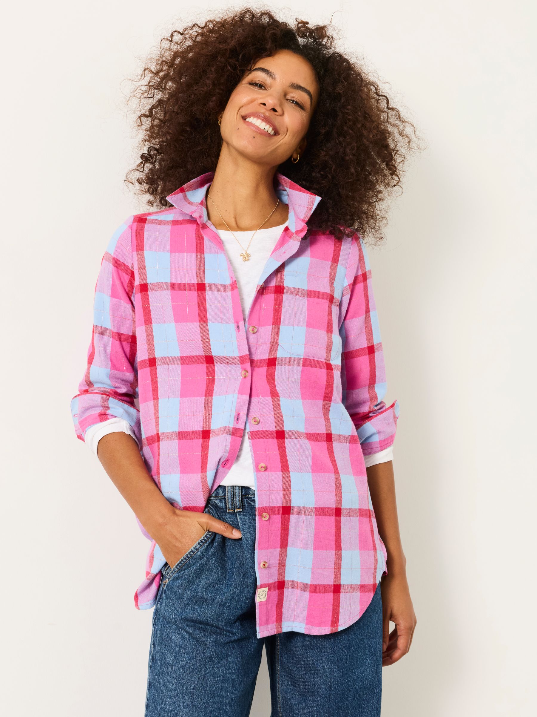 Olivia Pink Petite Check Shirt - Image 1 of 6 Olivia Pink Petite Check Shirt - Image 1 of 6
