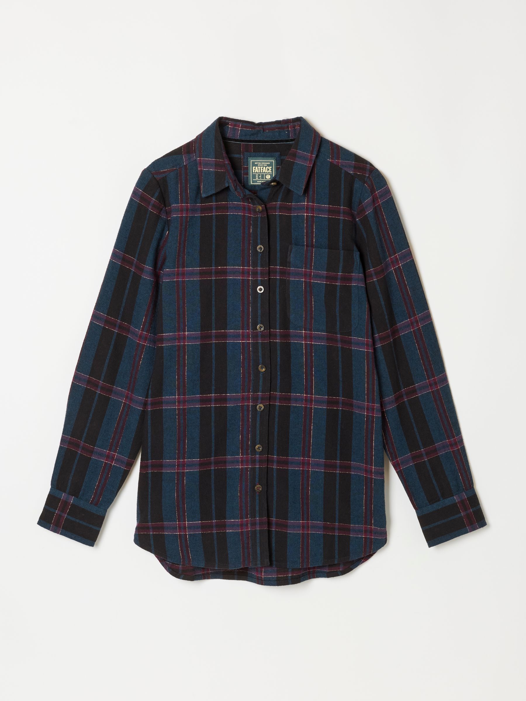 Olivia Navy Petite Check Shirt - Image 5 of 6