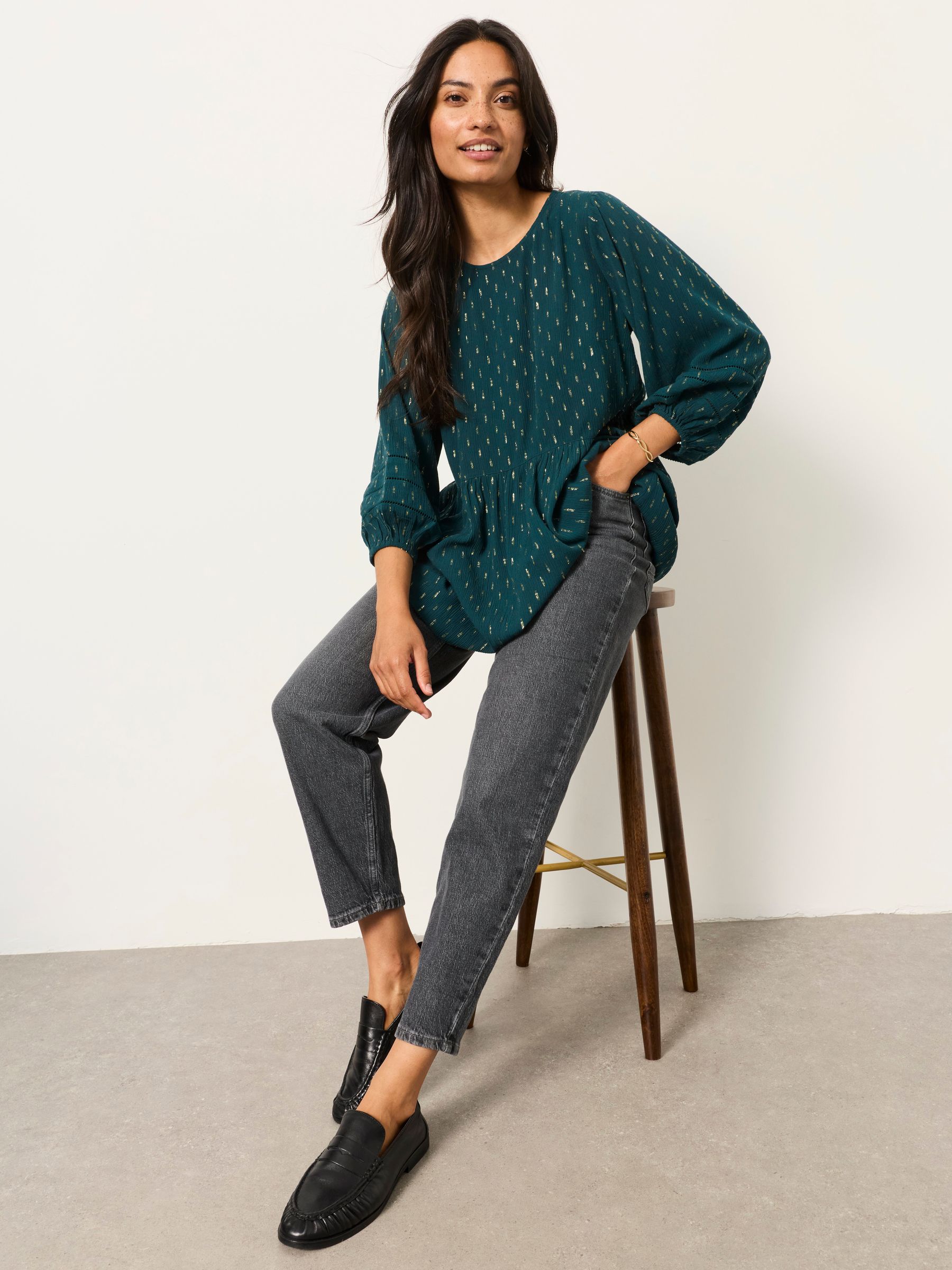 Stella Teal Blue Petite Metallic Tunic - Image 5 of 6