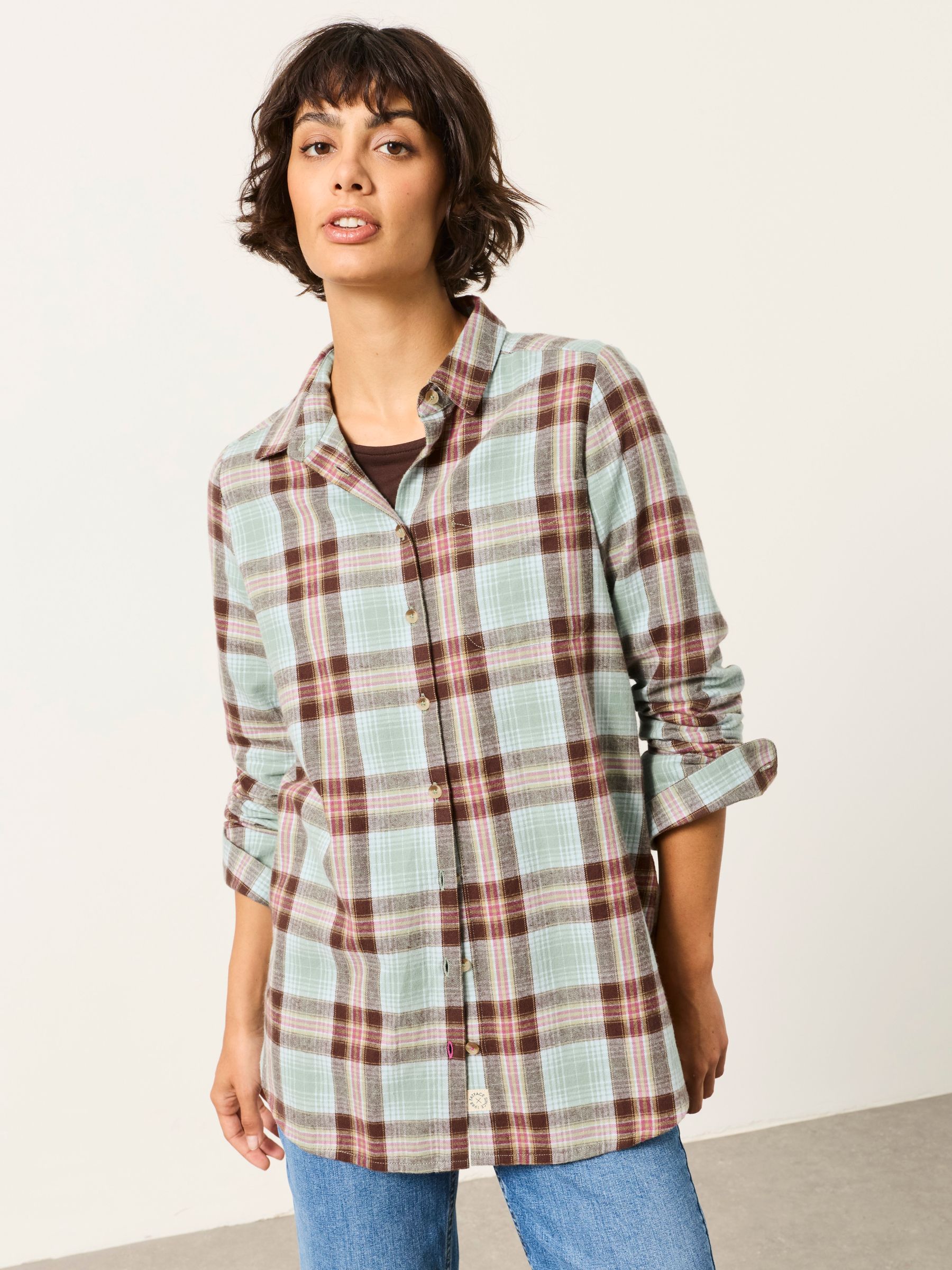 Olivia Blue Petite Check Shirt - Image 1 of 7