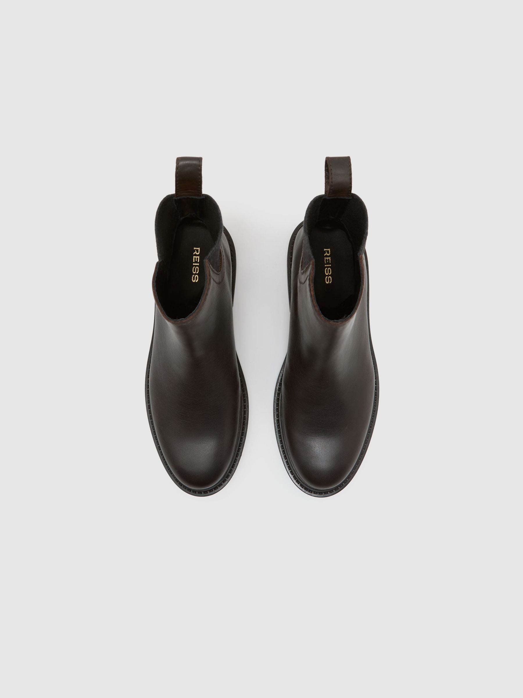 Leather Flat Ankle Boots in Chocolate - Image 3 of 6
