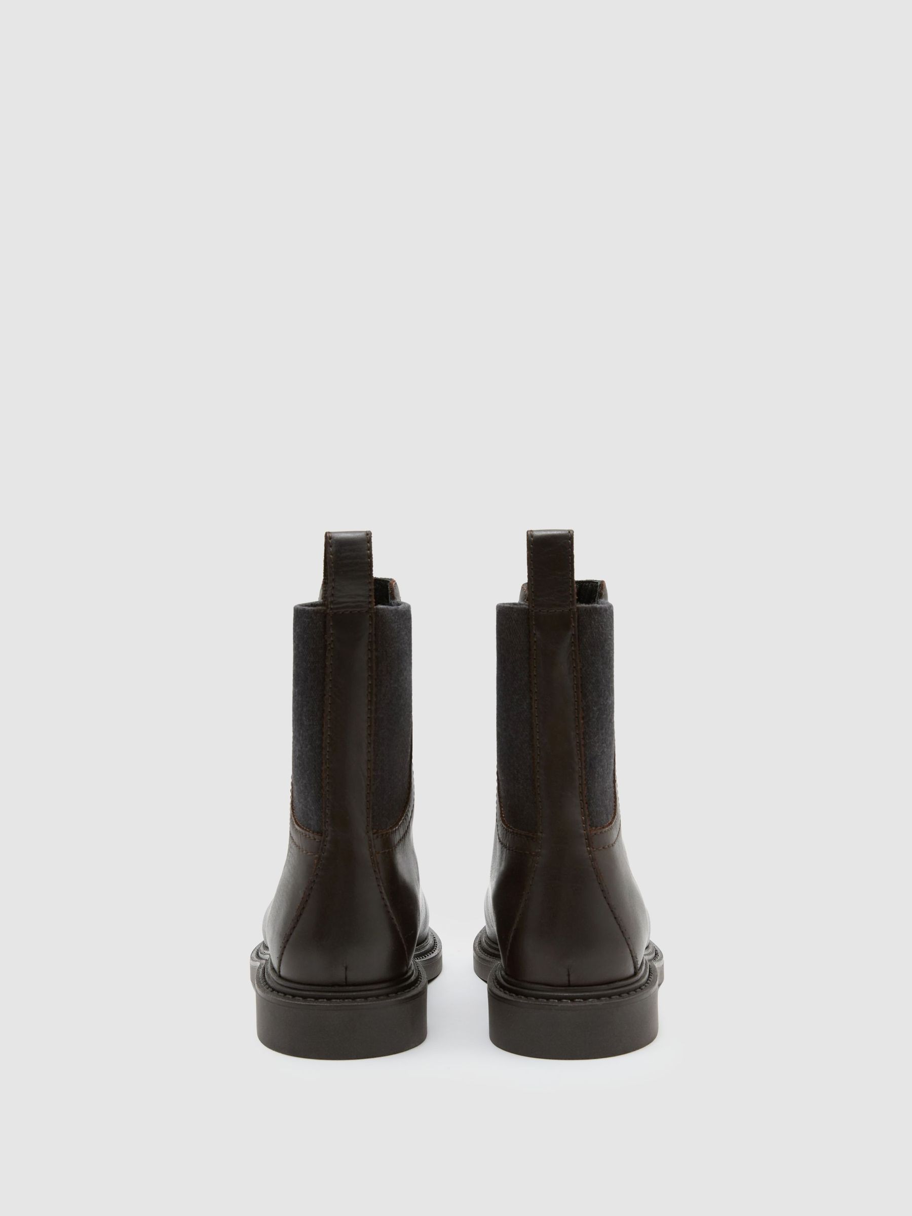 Leather Flat Ankle Boots in Chocolate - Image 5 of 6